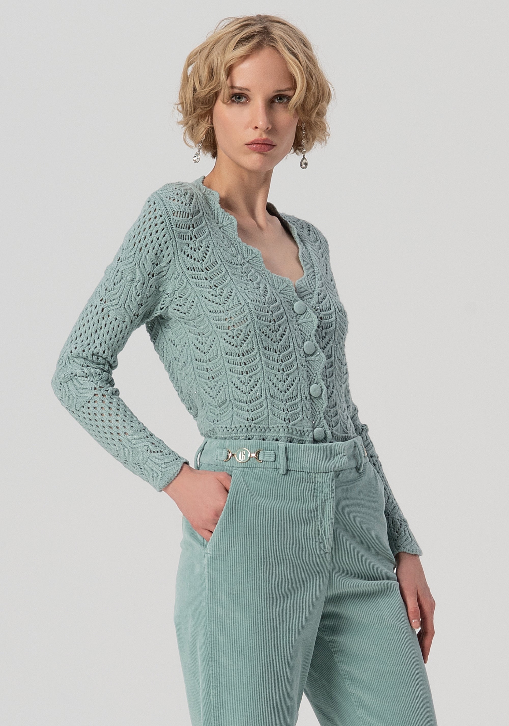 Pantalone regular a sigaretta in velluto mille righe FS25WV2006W59401-806 Fracomina