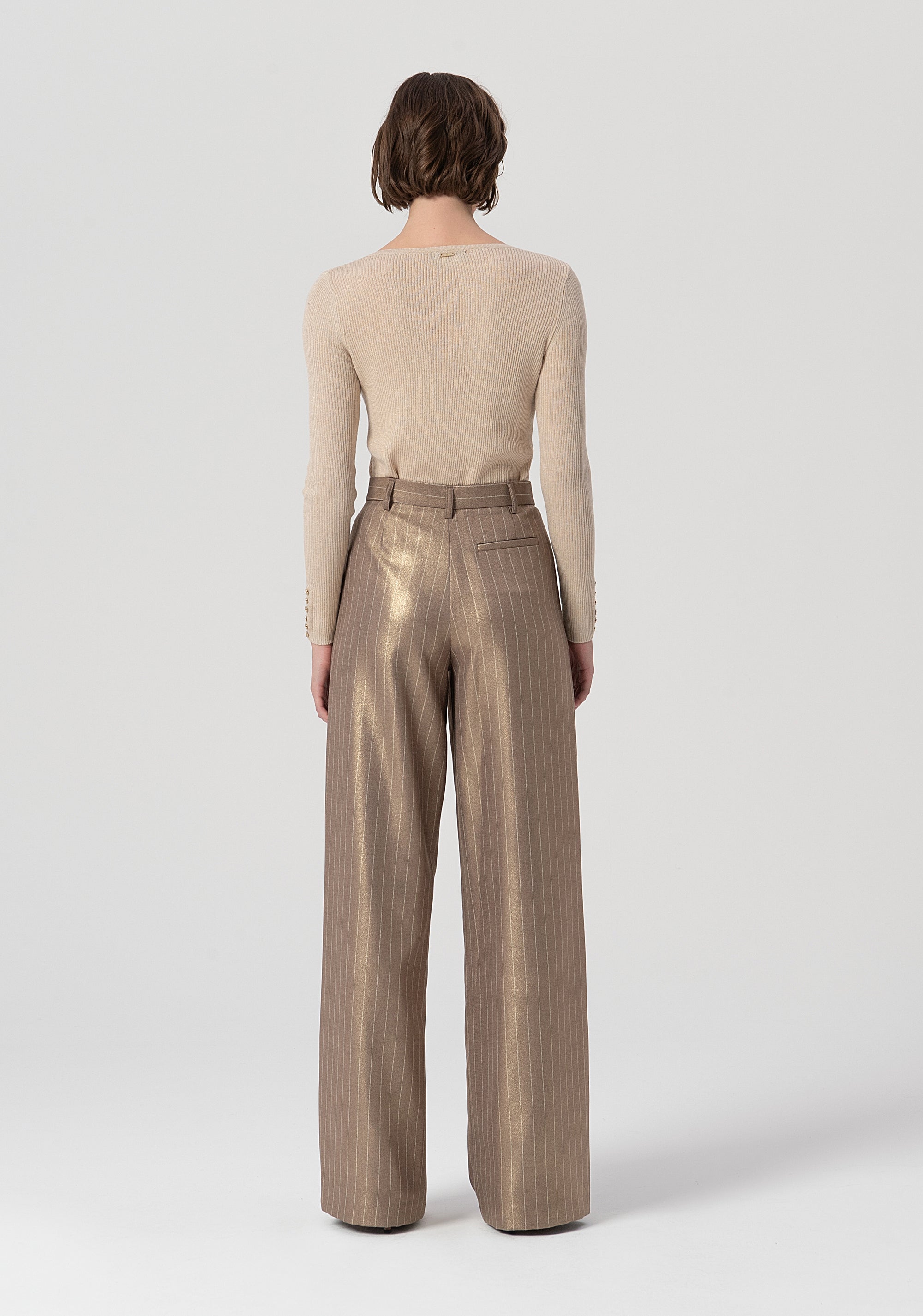 Pantalone flare a palazzo in tessuto gessato FS25WV3006W479T4-G16 Fracomina