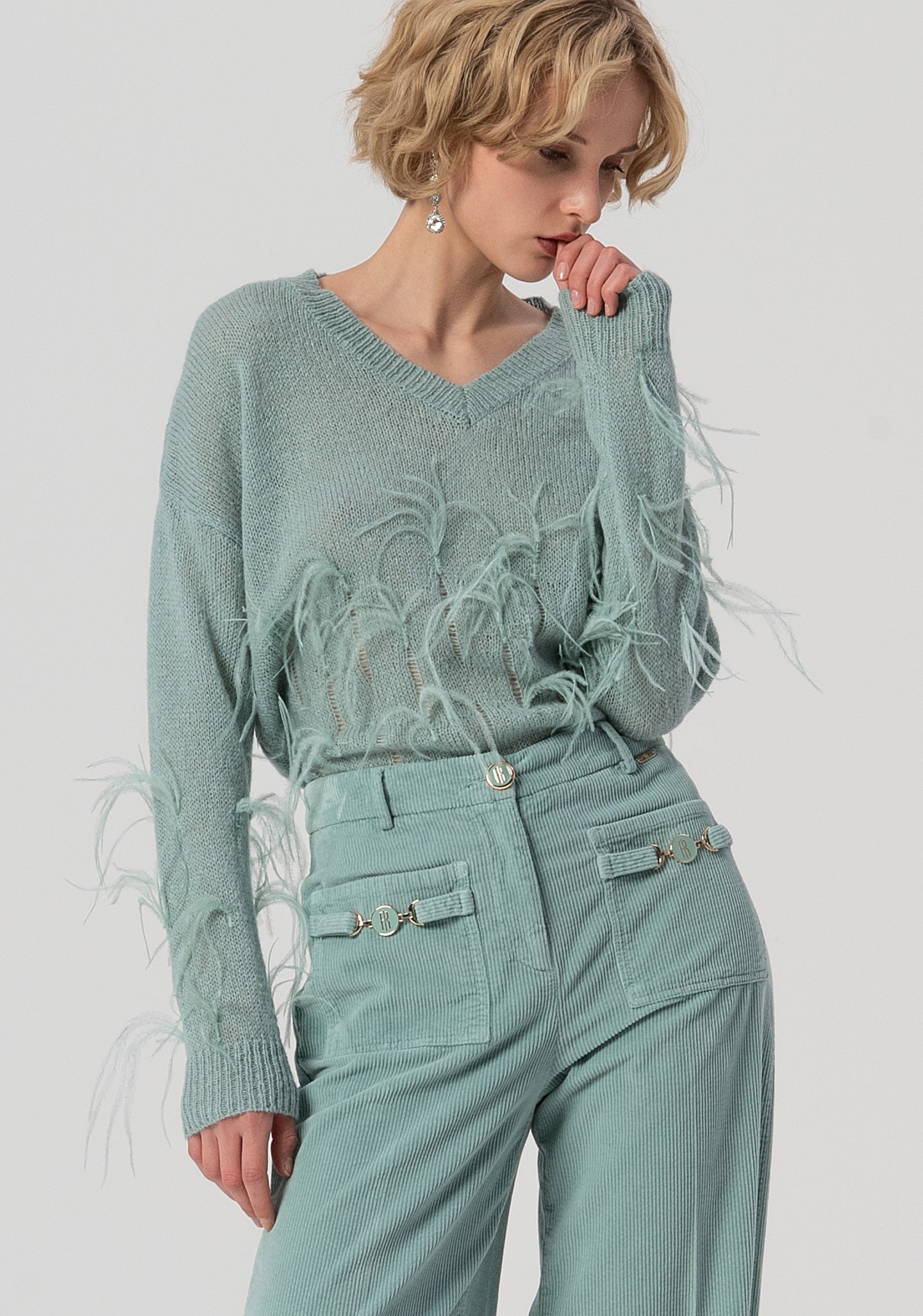Pantalone flare a palazzo in velluto mille righe FS25WV3009W59401-806 Fracomina