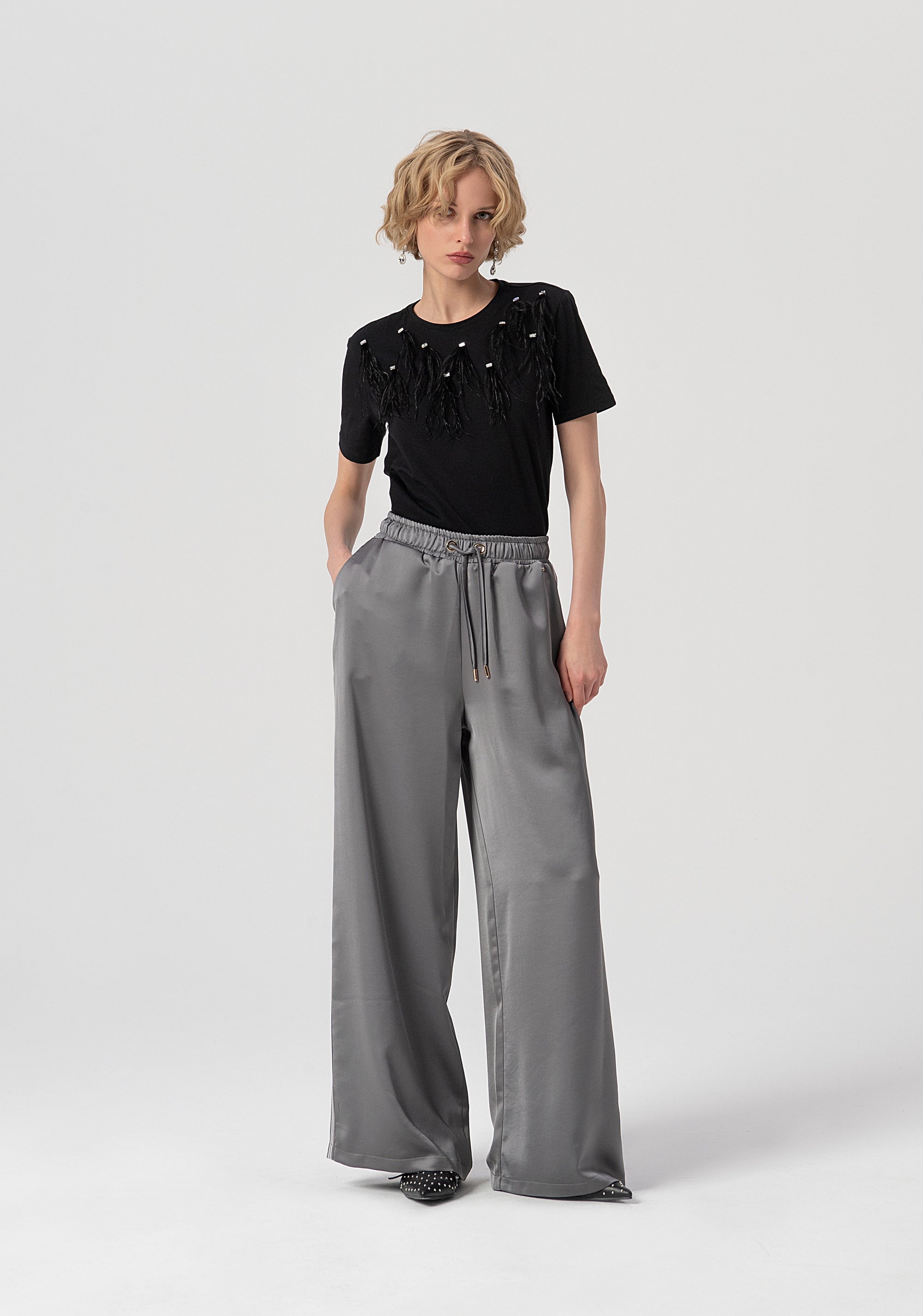 Pantalone flare a palazzo in tessuto lucido FS25WV3010W47001-156 Fracomina
