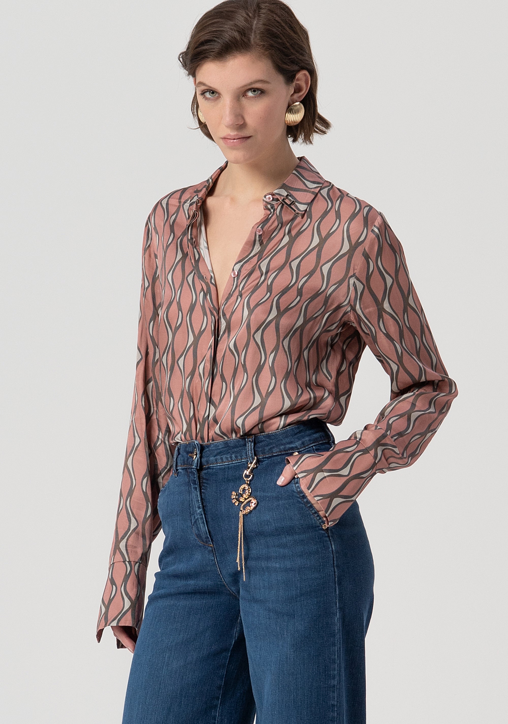 Jeans flare a palazzo in denim con lavaggio medio FS25WV3011D40193-365 Fracomina