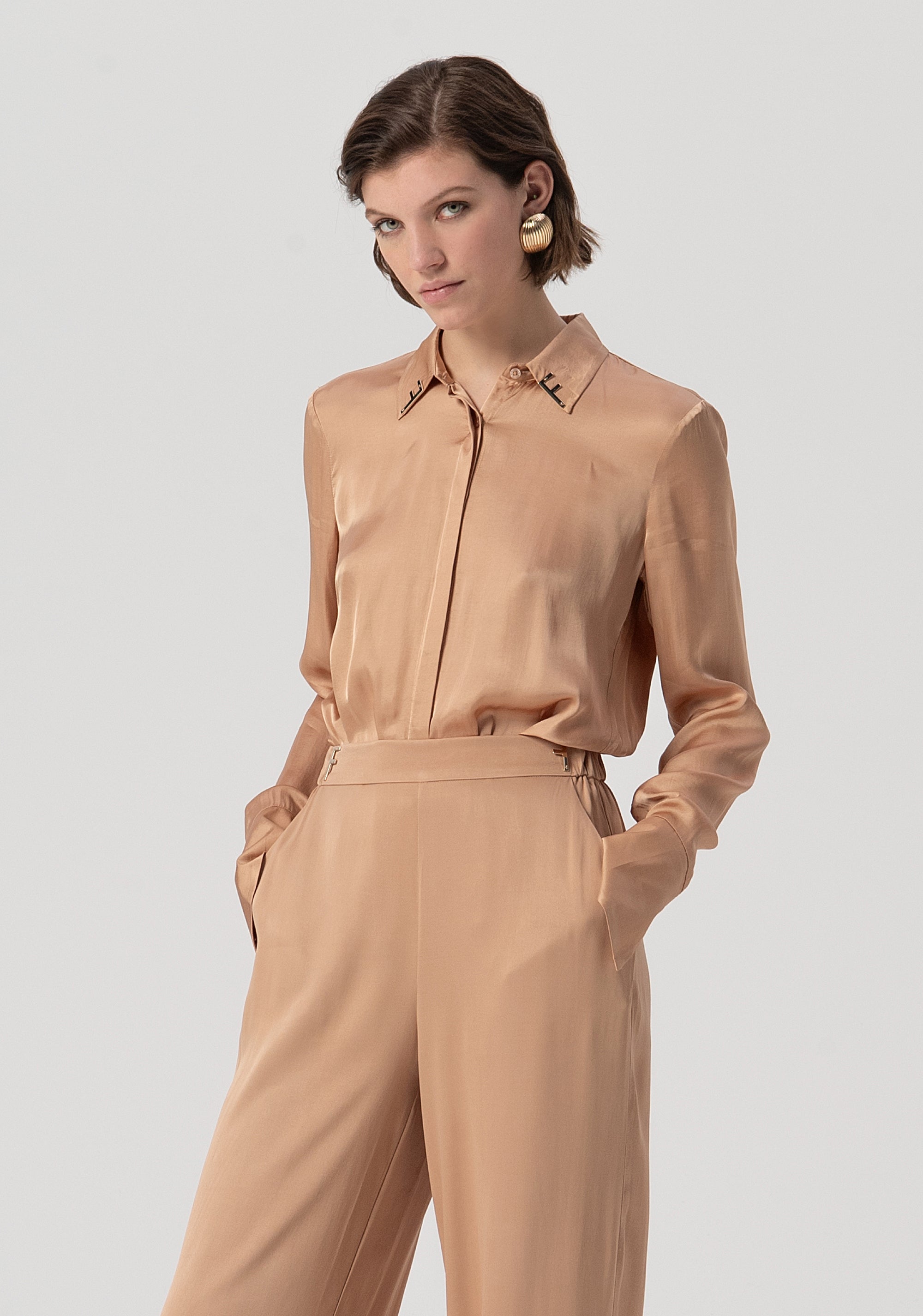 Pantalone flare a palazzo in raso FS25WV3014W73201-050 Fracomina