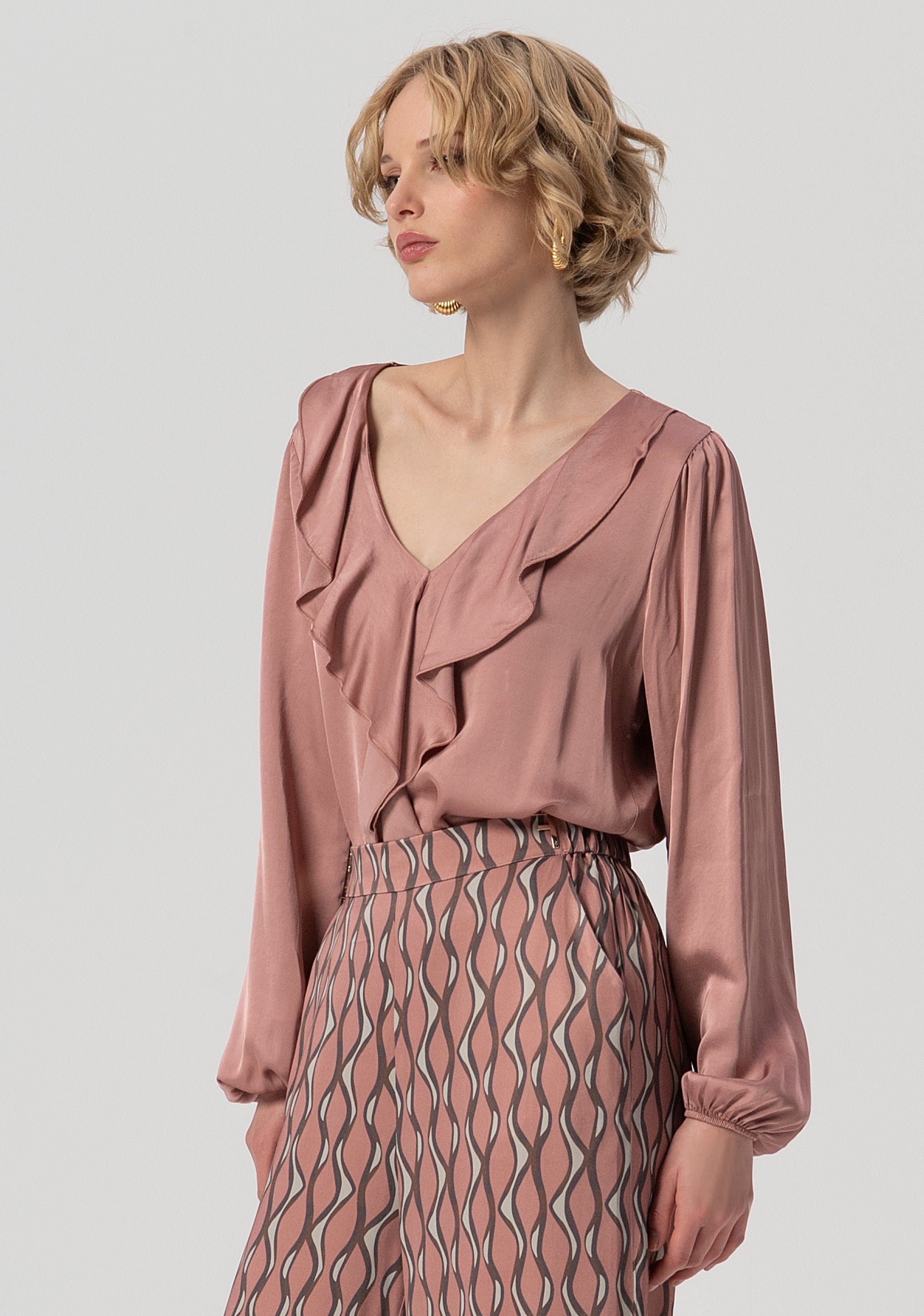 Pantalone flare a palazzo in fantasia geometrica FS25WV3014W732K5-238 Fracomina