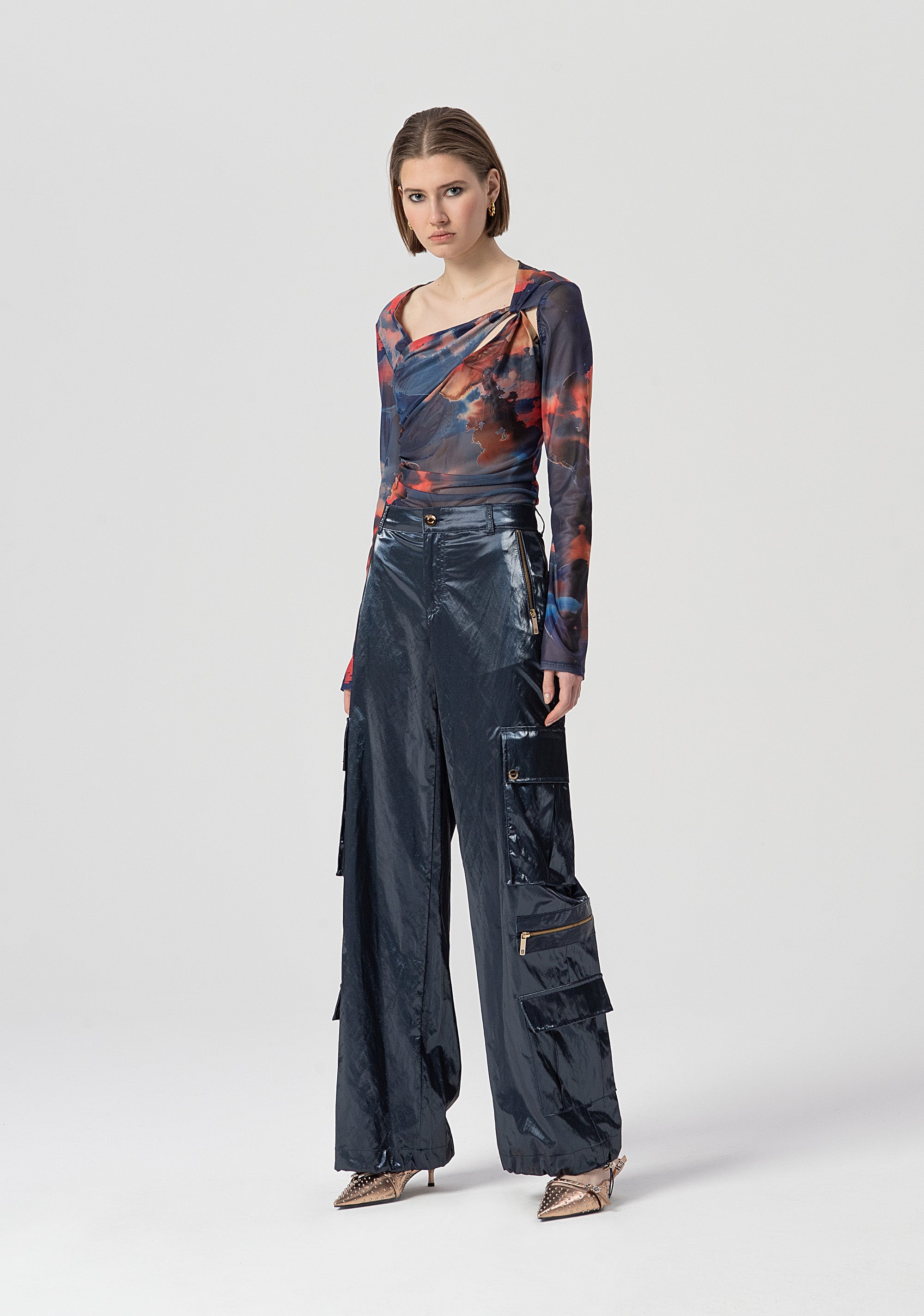 Pantalone cargo in tessuto lucido FS25WVC002W498P9-064 Fracomina