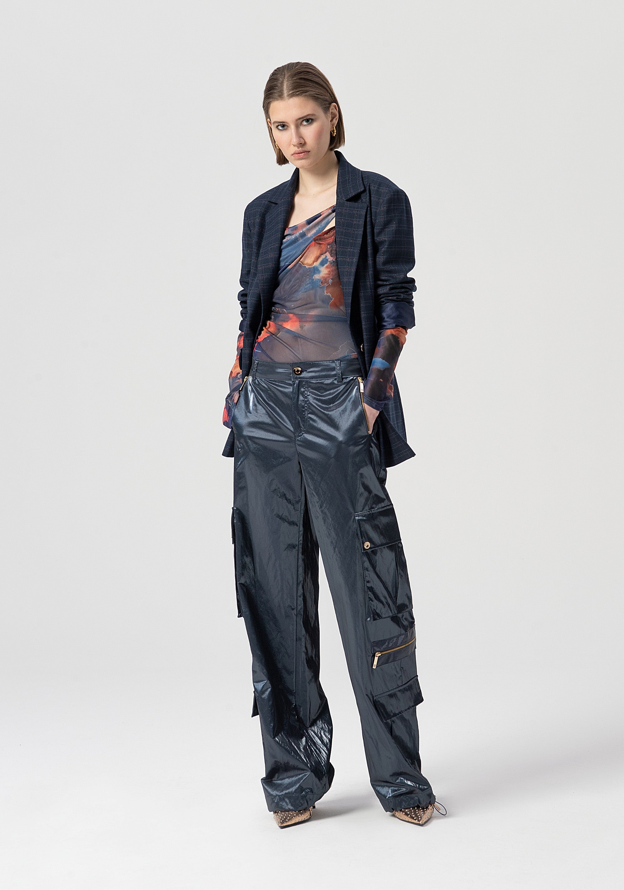 Pantalone cargo in tessuto lucido FS25WVC002W498P9-064 Fracomina