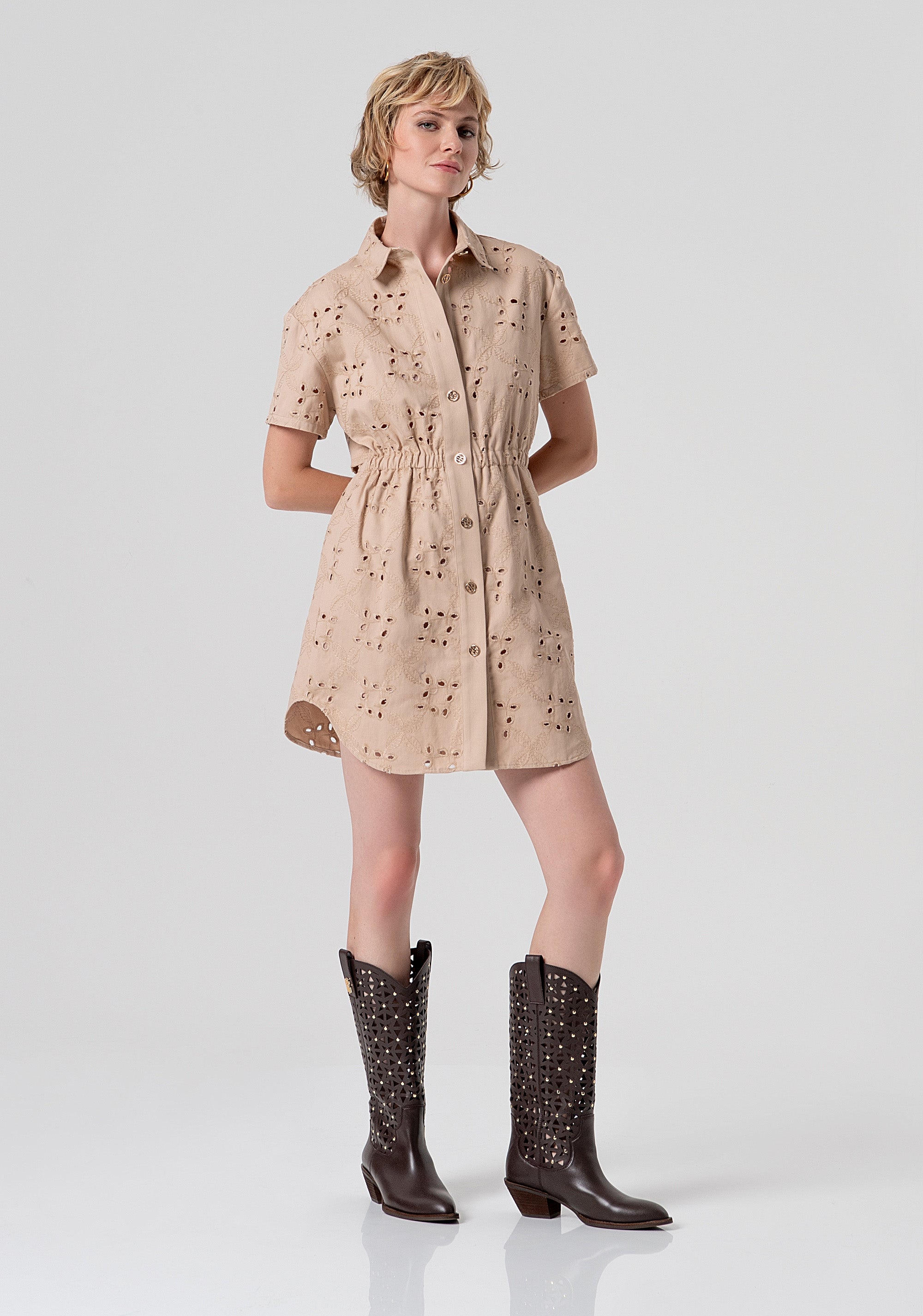 Abito regular mini modello chemisier in pizzo San Gallo FS26SD1008W825V8-050 Fracomina