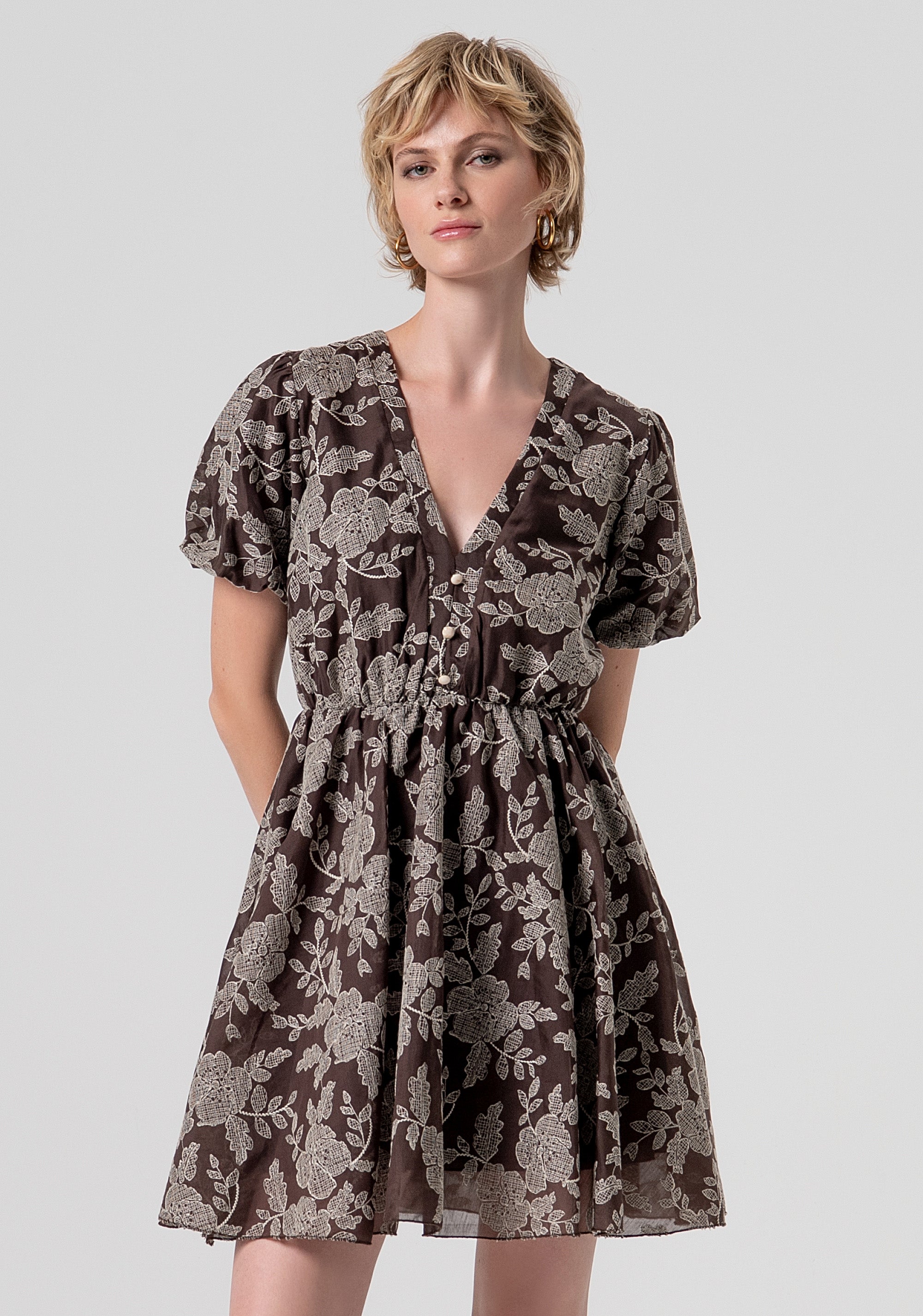 Abito regular mini in fantasia floreale FS26SD1009W834E5-091 Fracomina