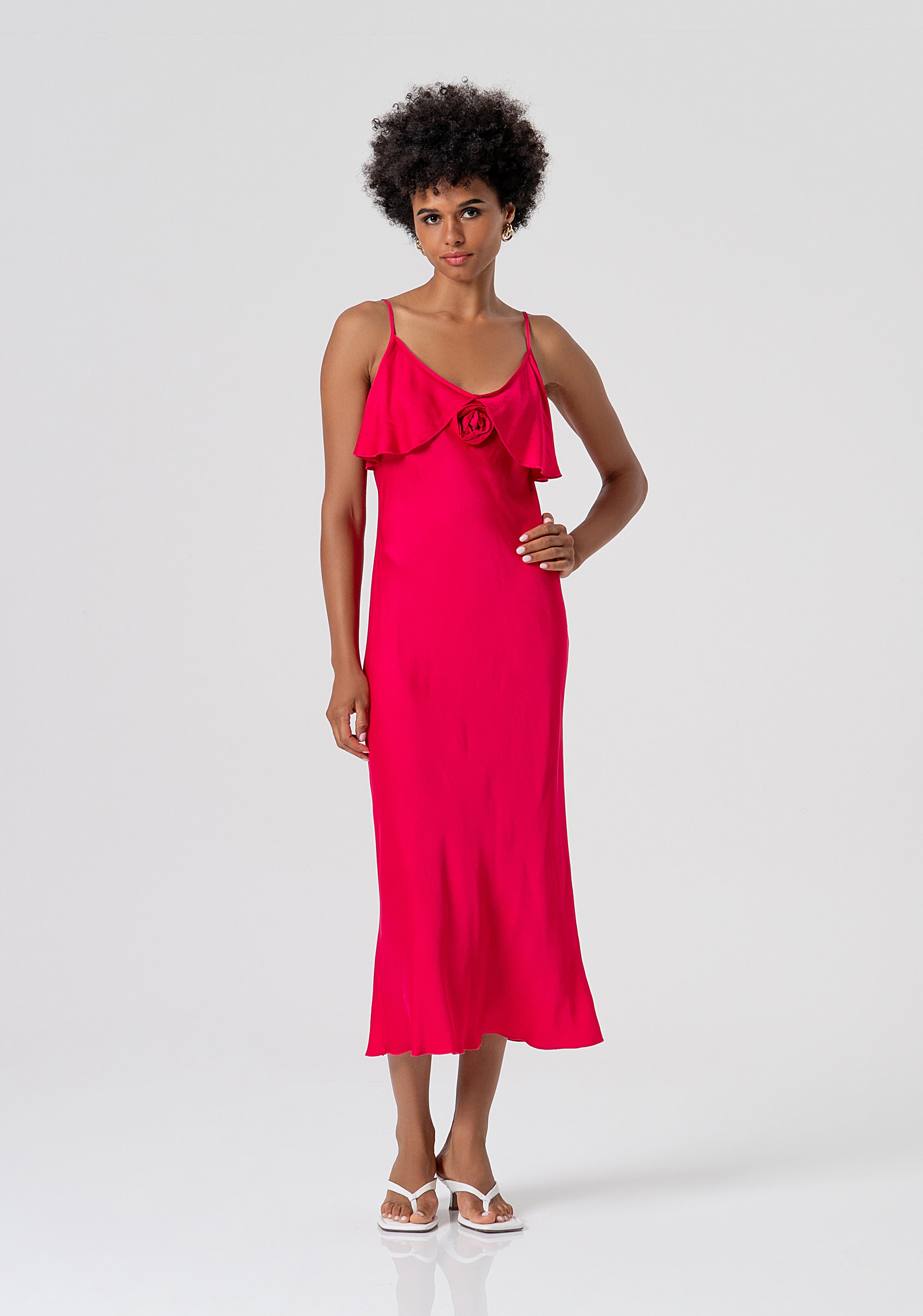 Abito midi senza maniche in raso di viscosa FS26SD2007W58301-689 Fracomina