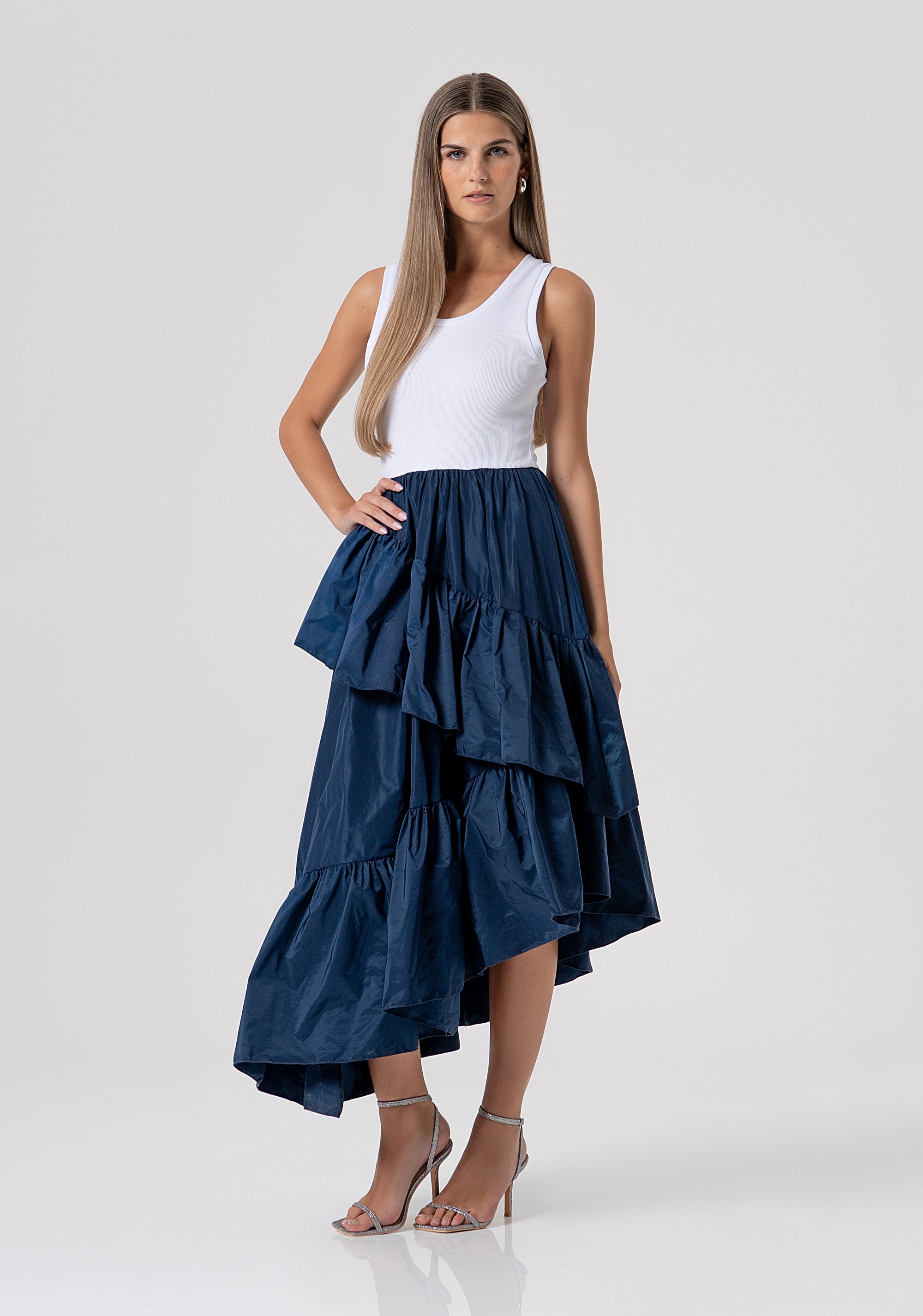 Abito senza maniche midi in mix di tessuti FS26SD2009W40101-083 Fracomina