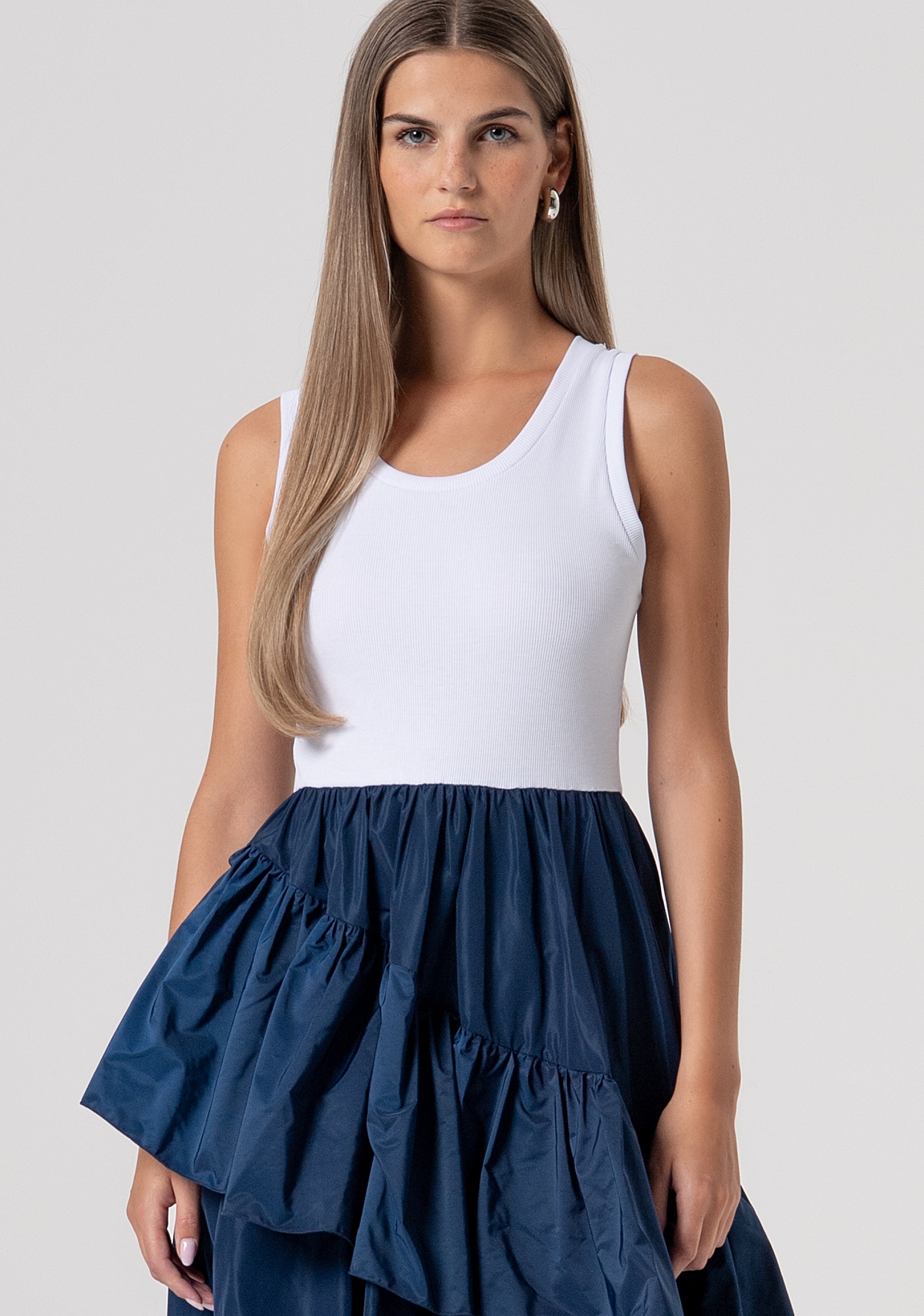 Abito senza maniche midi in mix di tessuti FS26SD2009W40101-083 Fracomina