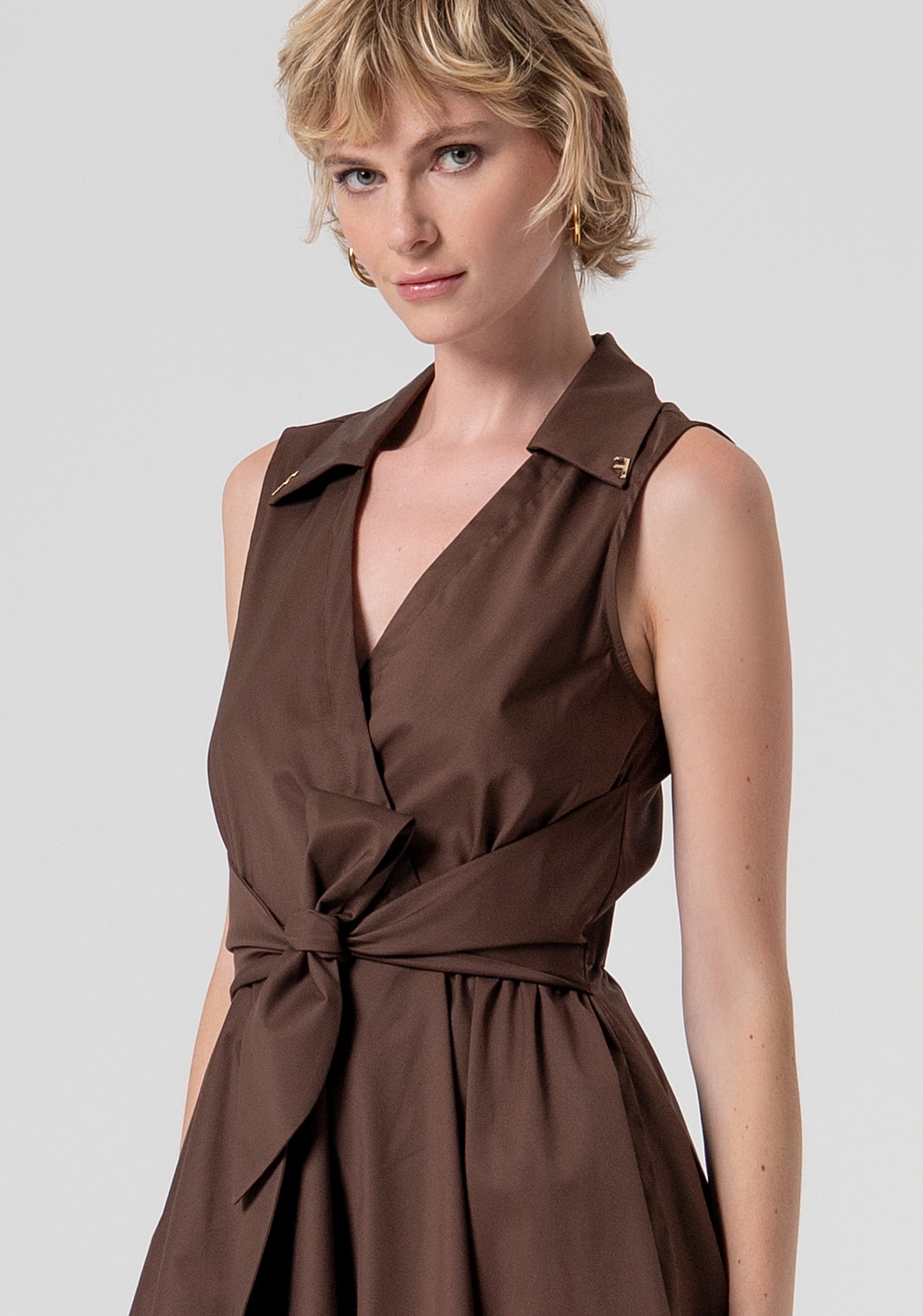 Abito midi senza maniche in popeline FS26SD2010W40201-091 Fracomina