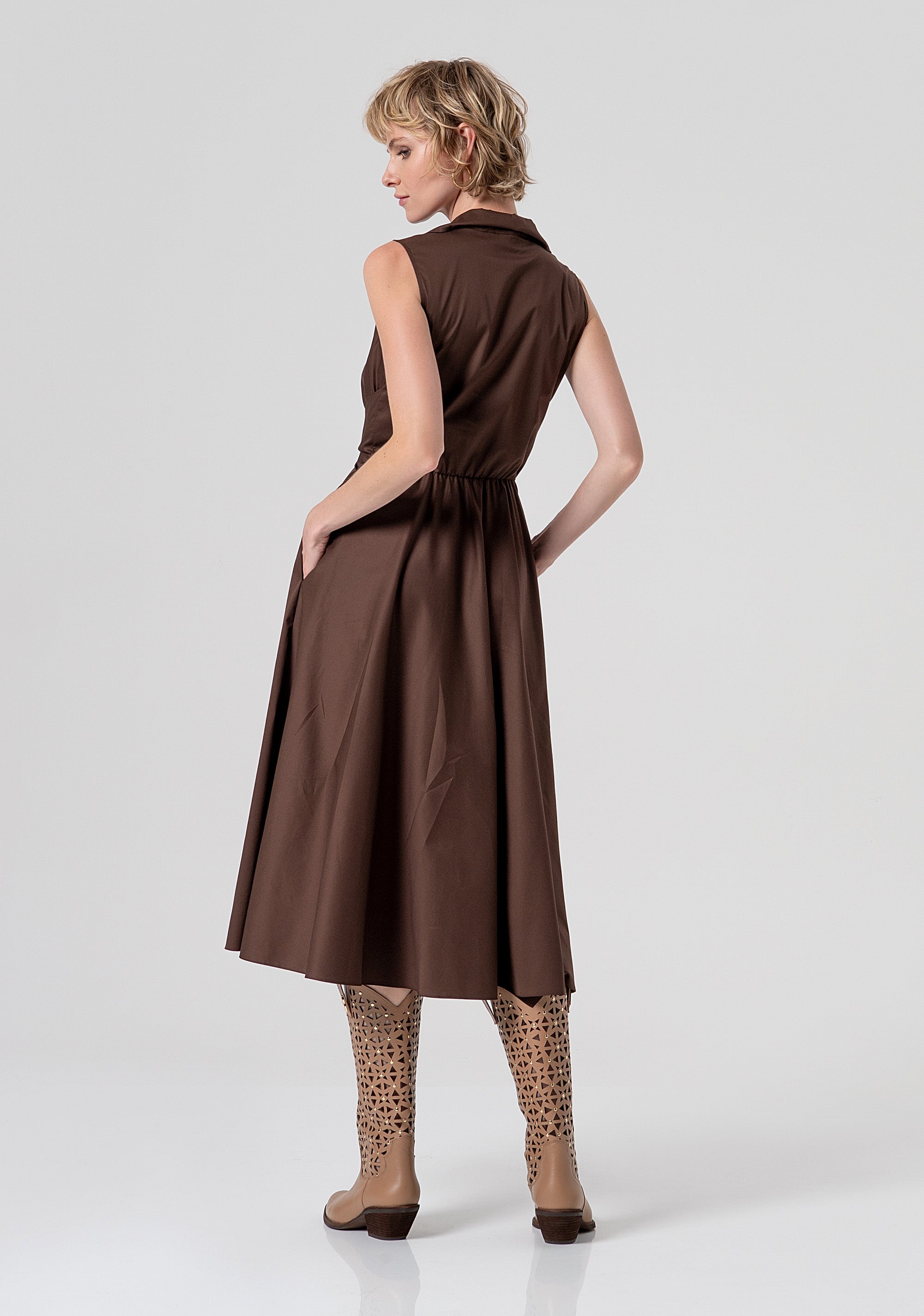 Abito midi senza maniche in popeline FS26SD2010W40201-091 Fracomina