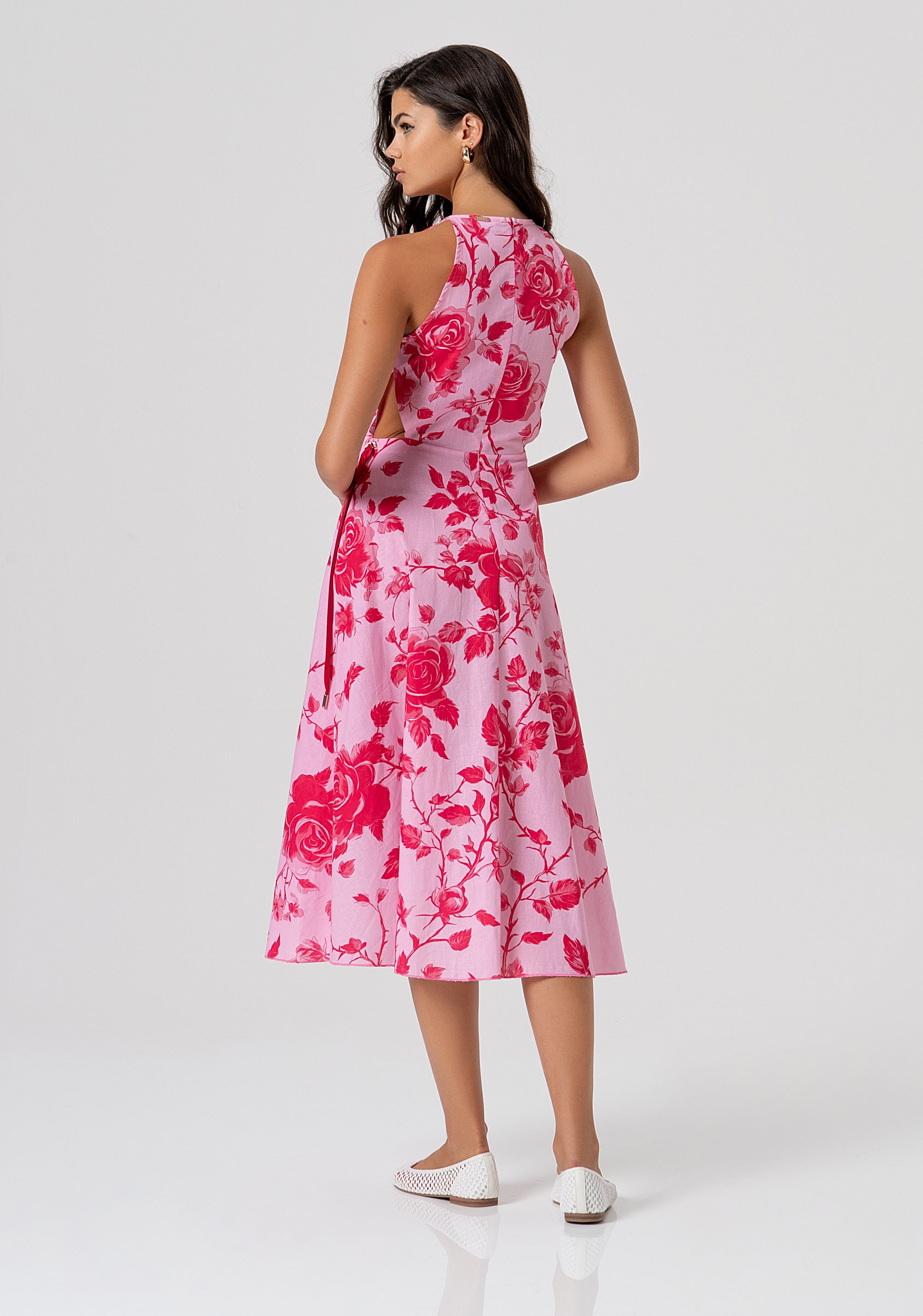 Abito midi senza maniche in fantasia floreale FS26SD2012W622K9-G54 Fracomina