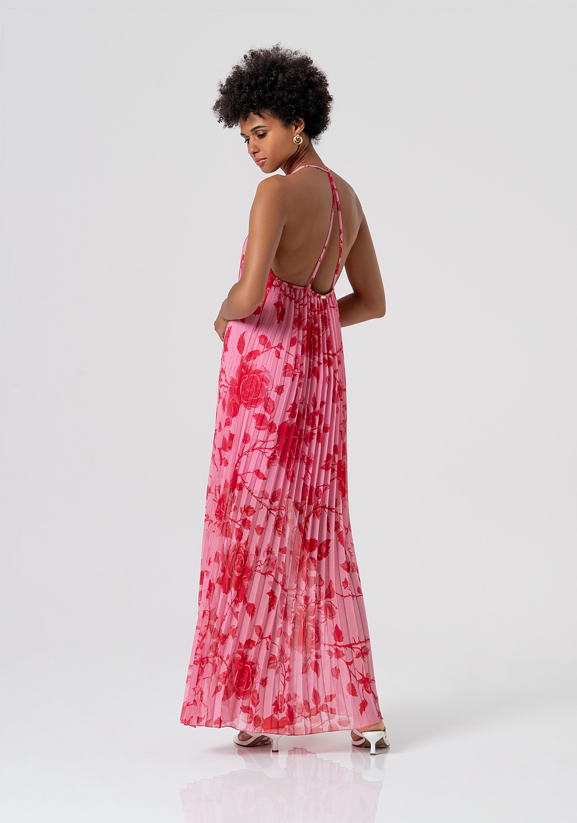 Abito senza maniche lungo in georgette plissettata con fantasia floreale FS26SD3002W412K9-G54 Fracomina