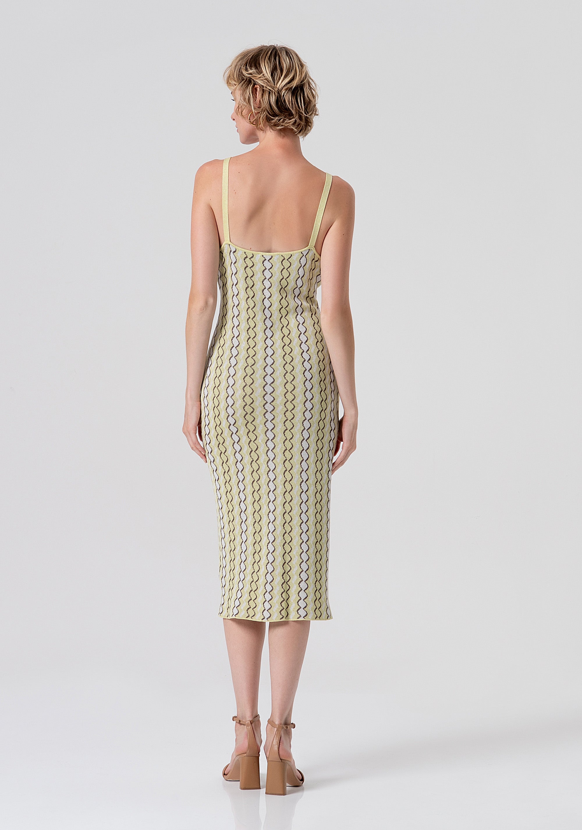 Abito slim senza maniche midi in jacquard geometrico FS26SD5005K414F8-210 Fracomina