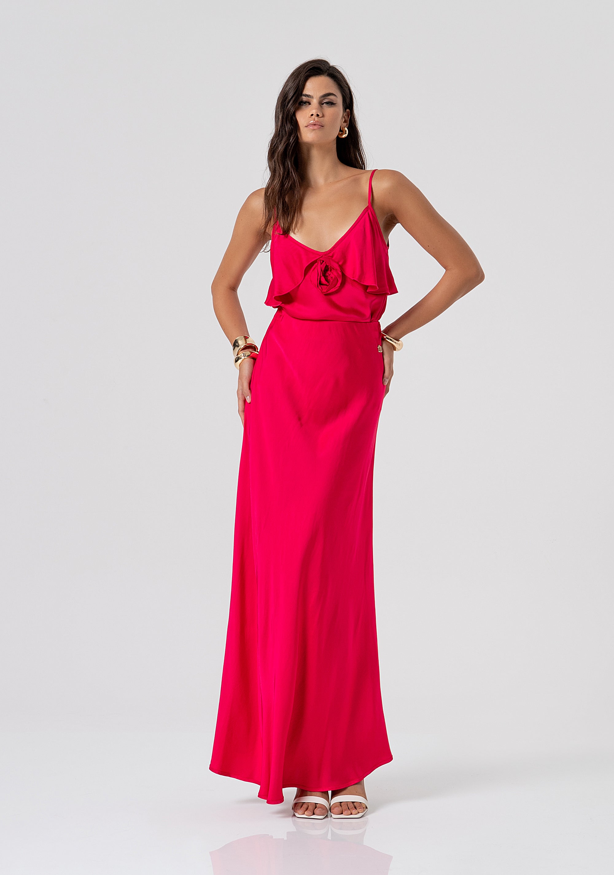 Gonna regular lunga in raso di viscosa FS26SG3001W58301-689 Fracomina