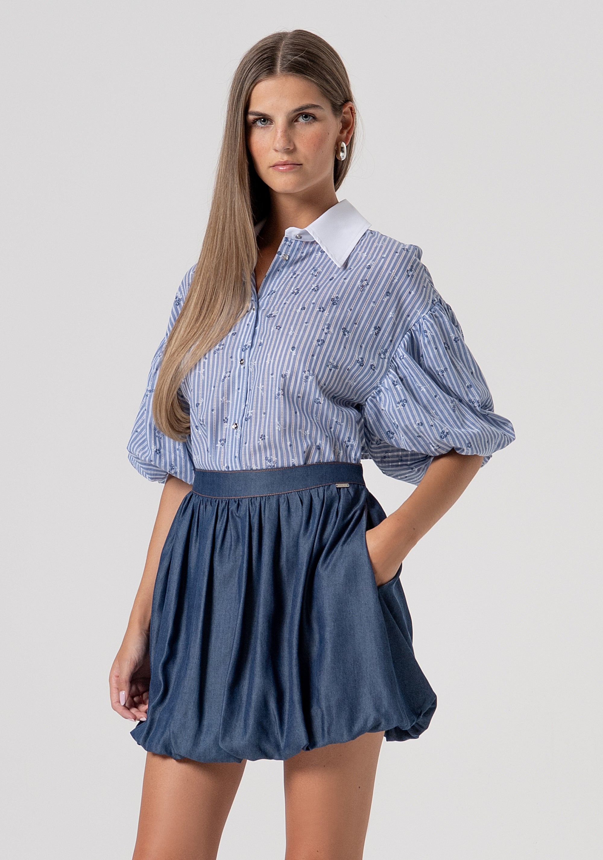 Gonna flare mini balloon fit in lyocell FS26SG5001D46901-064 Fracomina