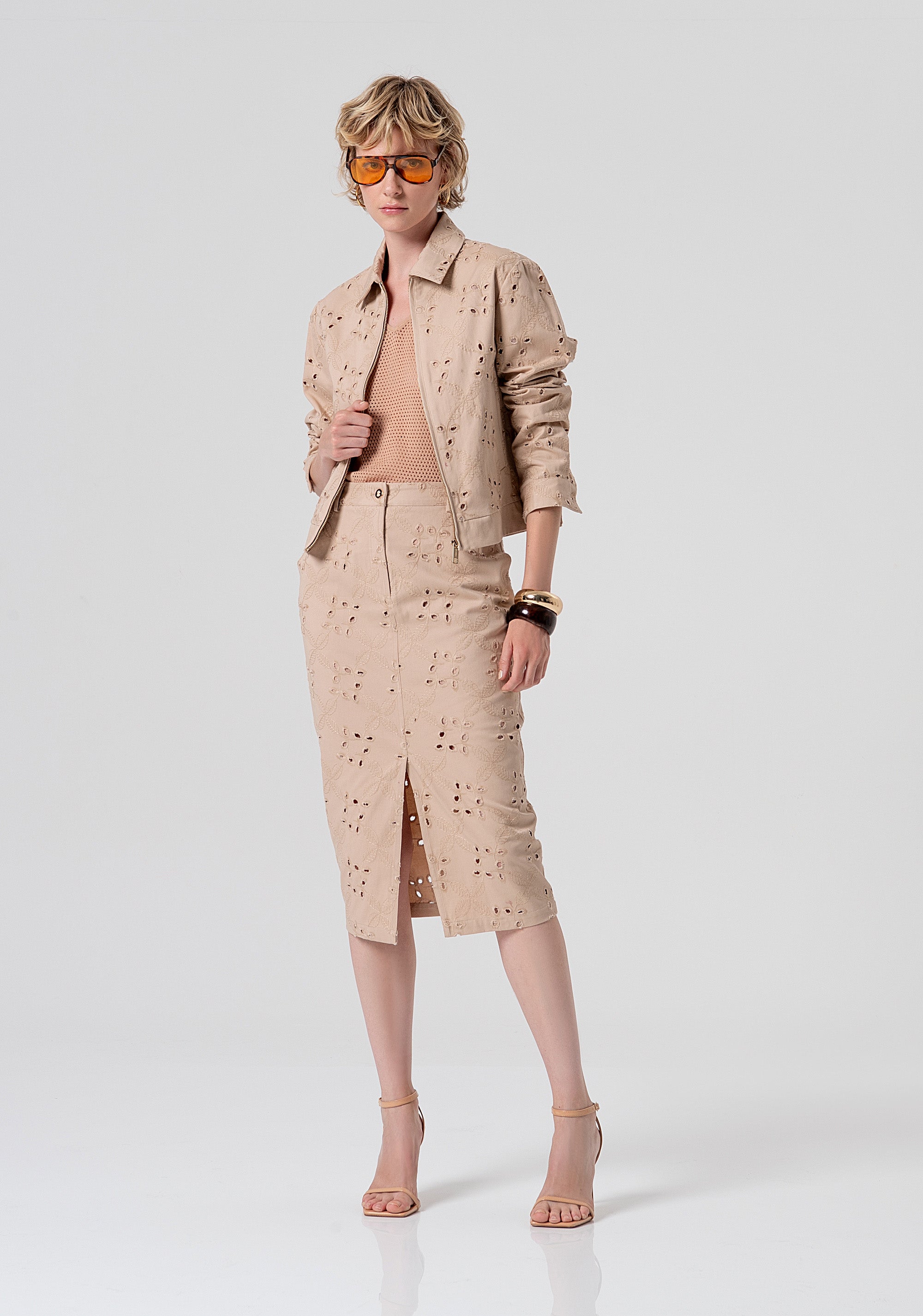 Giacca regular modello bomber in pizzo San Gallo FS26SJ2002W825V8-050 Fracomina