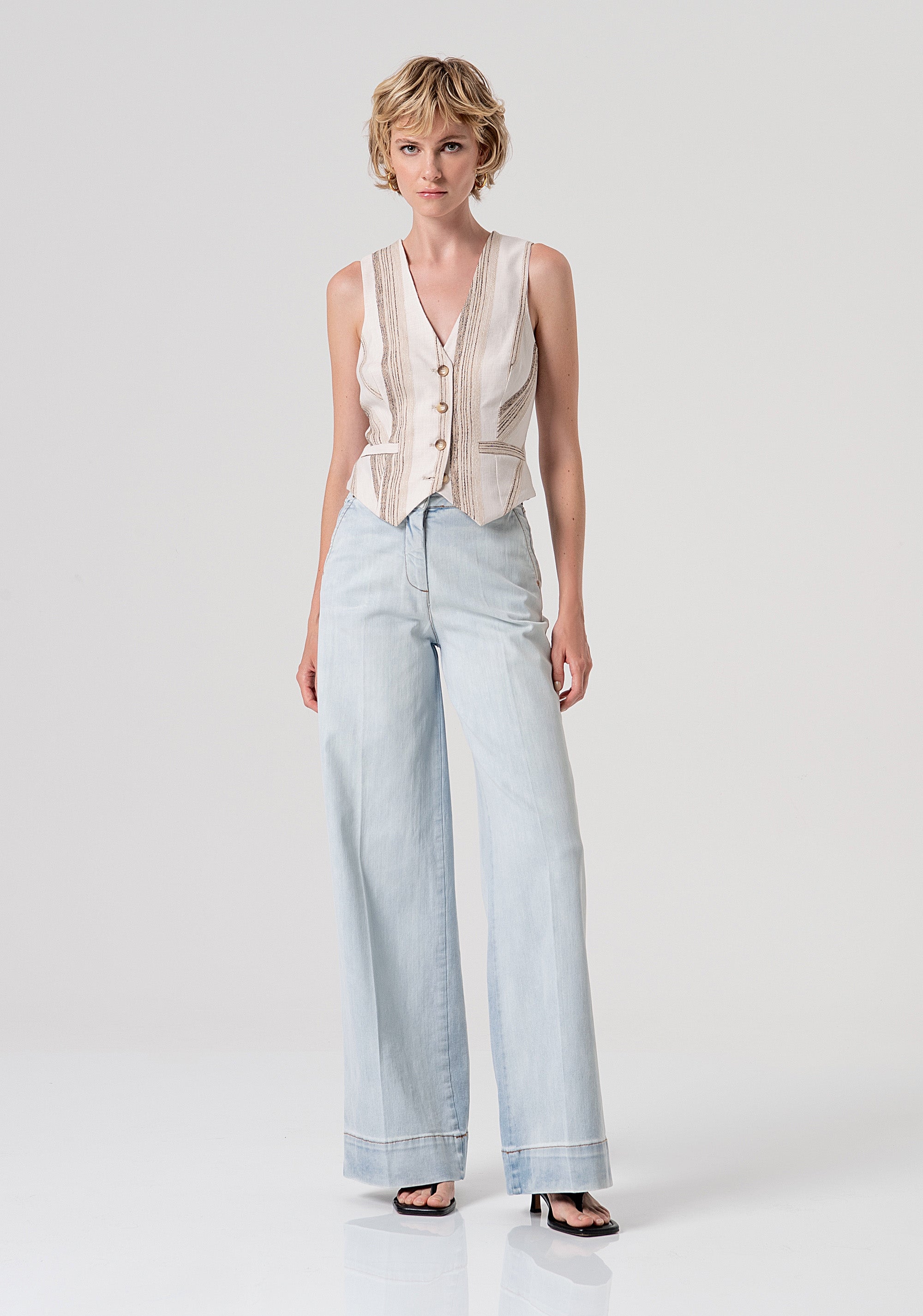 Gilet slim in tessuto a righe FS26SJ5002W840N8-050 Fracomina