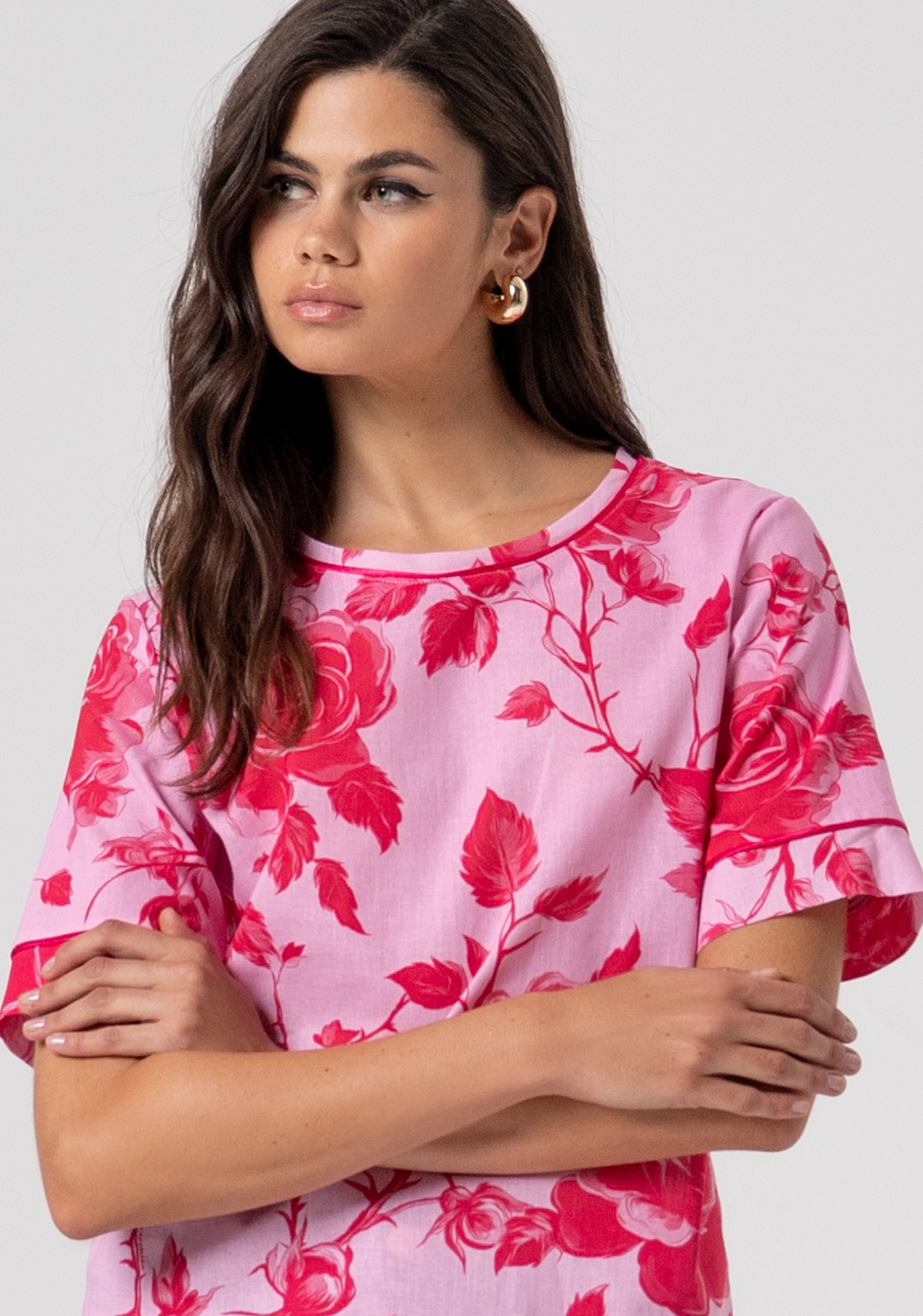 Top regular in fantasia floreale FS26ST1005W622K9-G54 Fracomina