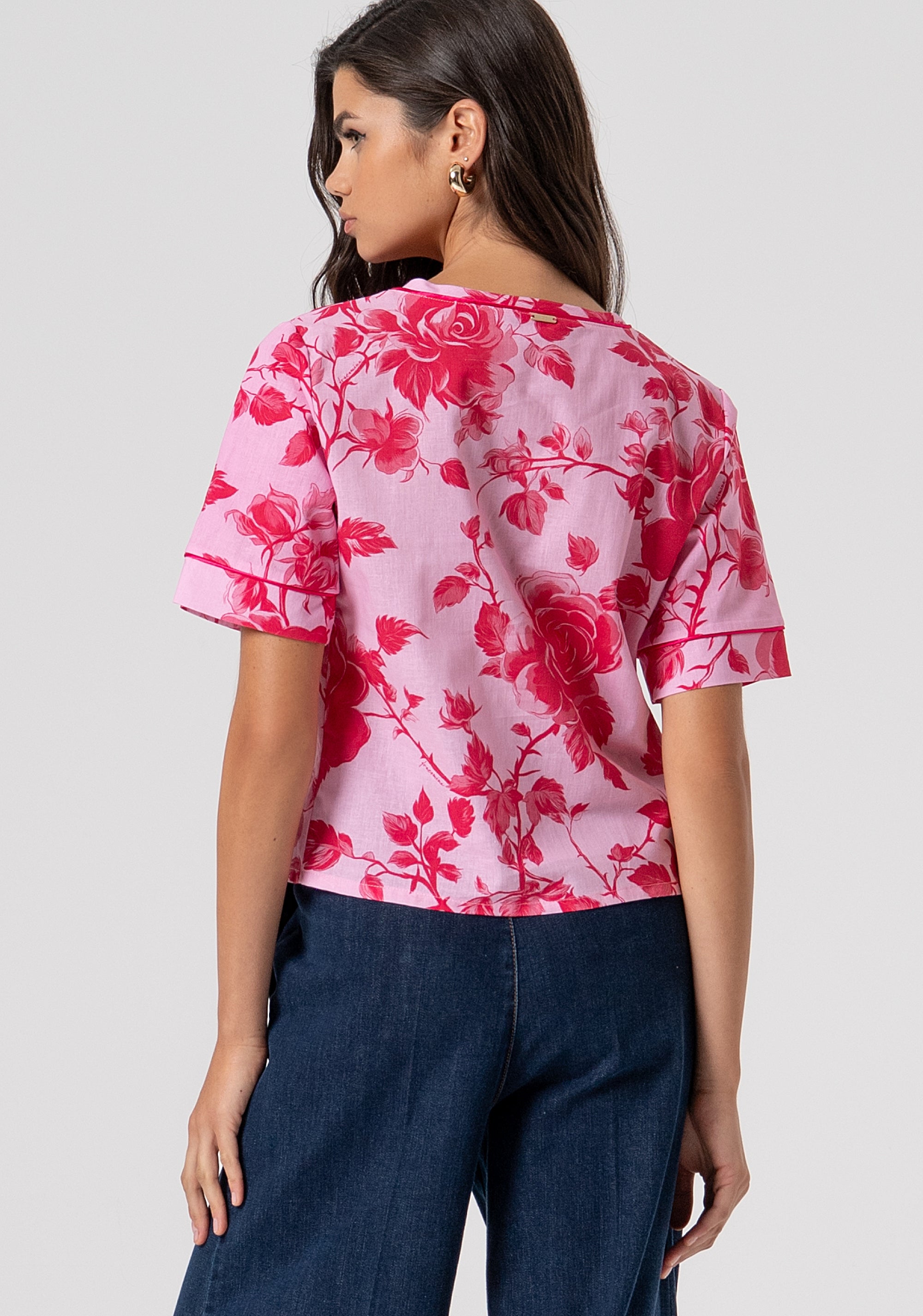 Top regular in fantasia floreale FS26ST1005W622K9-G54 Fracomina