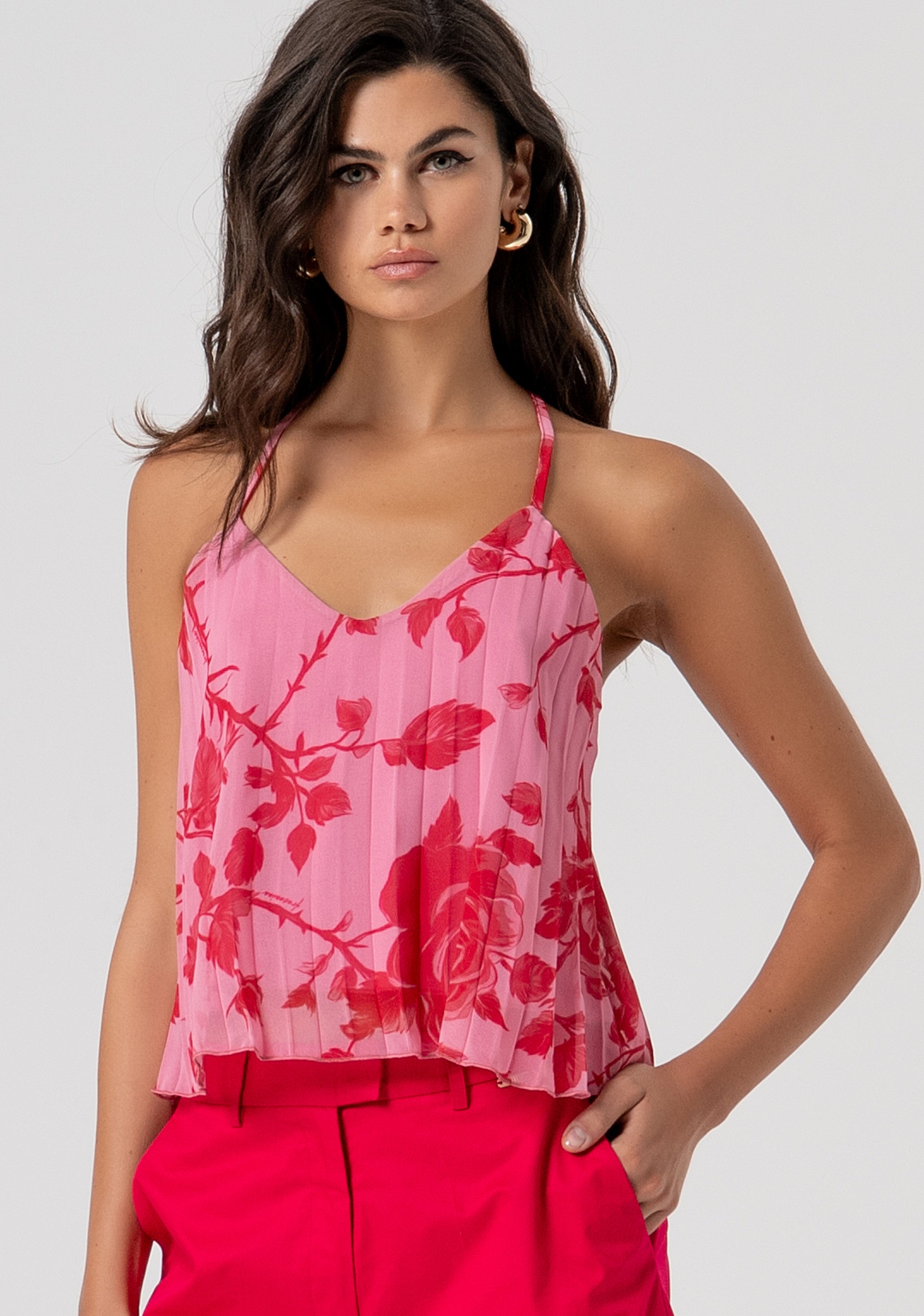 Top senza maniche in georgette plissettata FS26ST2008W412K9-G54 Fracomina