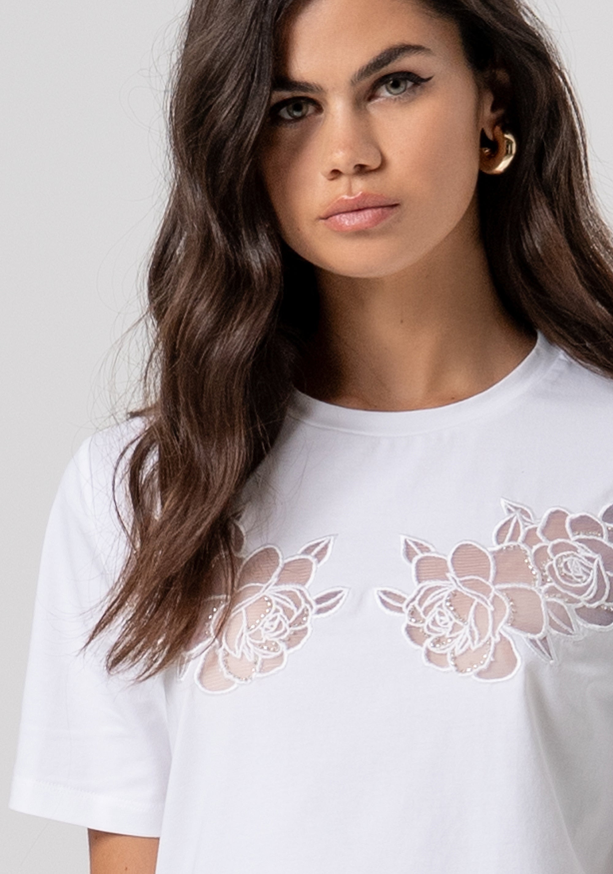 T-shirt regular con ricami FS26ST3001J401E5-278 Fracomina