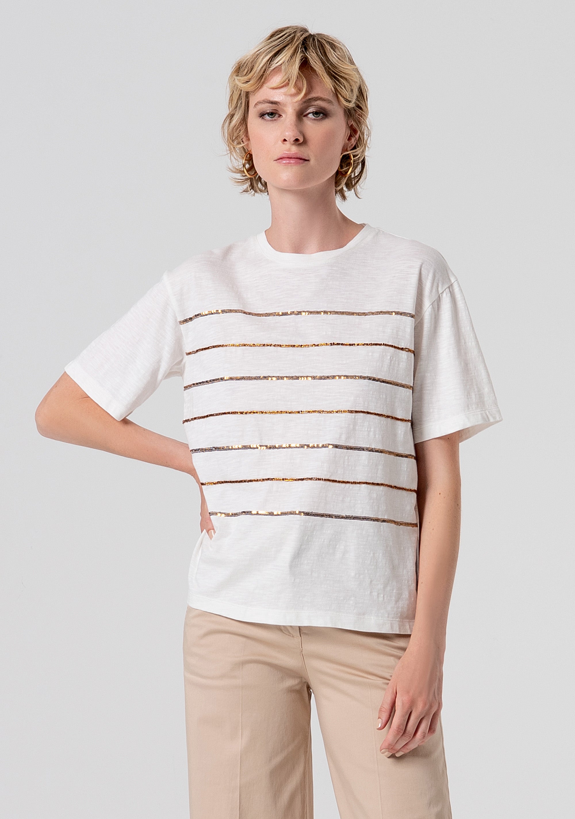 T-shirt regular in jersey di cotone FS26ST3002J400R9-278 Fracomina