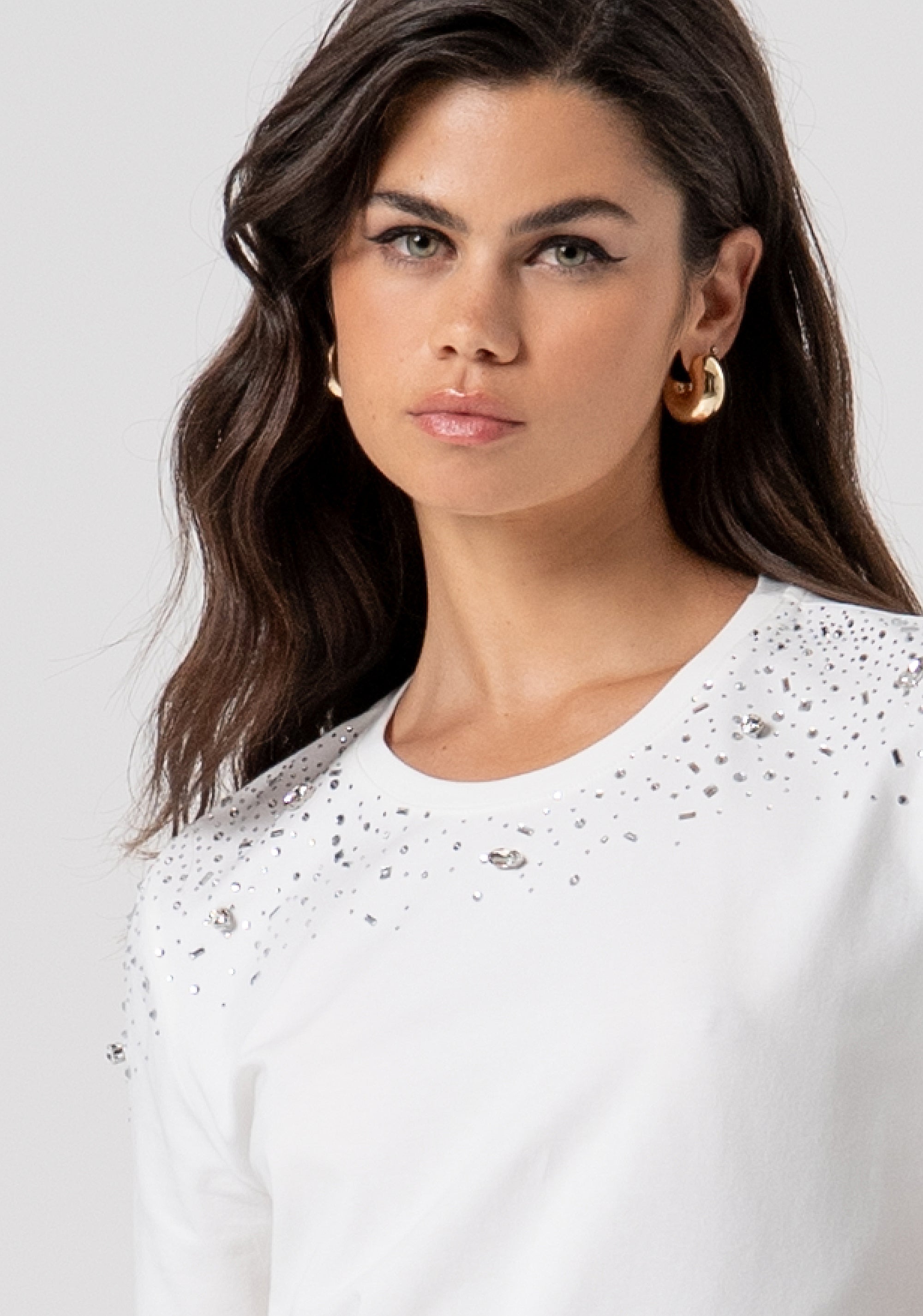 T-shirt regular in jersey con applicazioni gioiello FS26ST3005J401J9-278 Fracomina