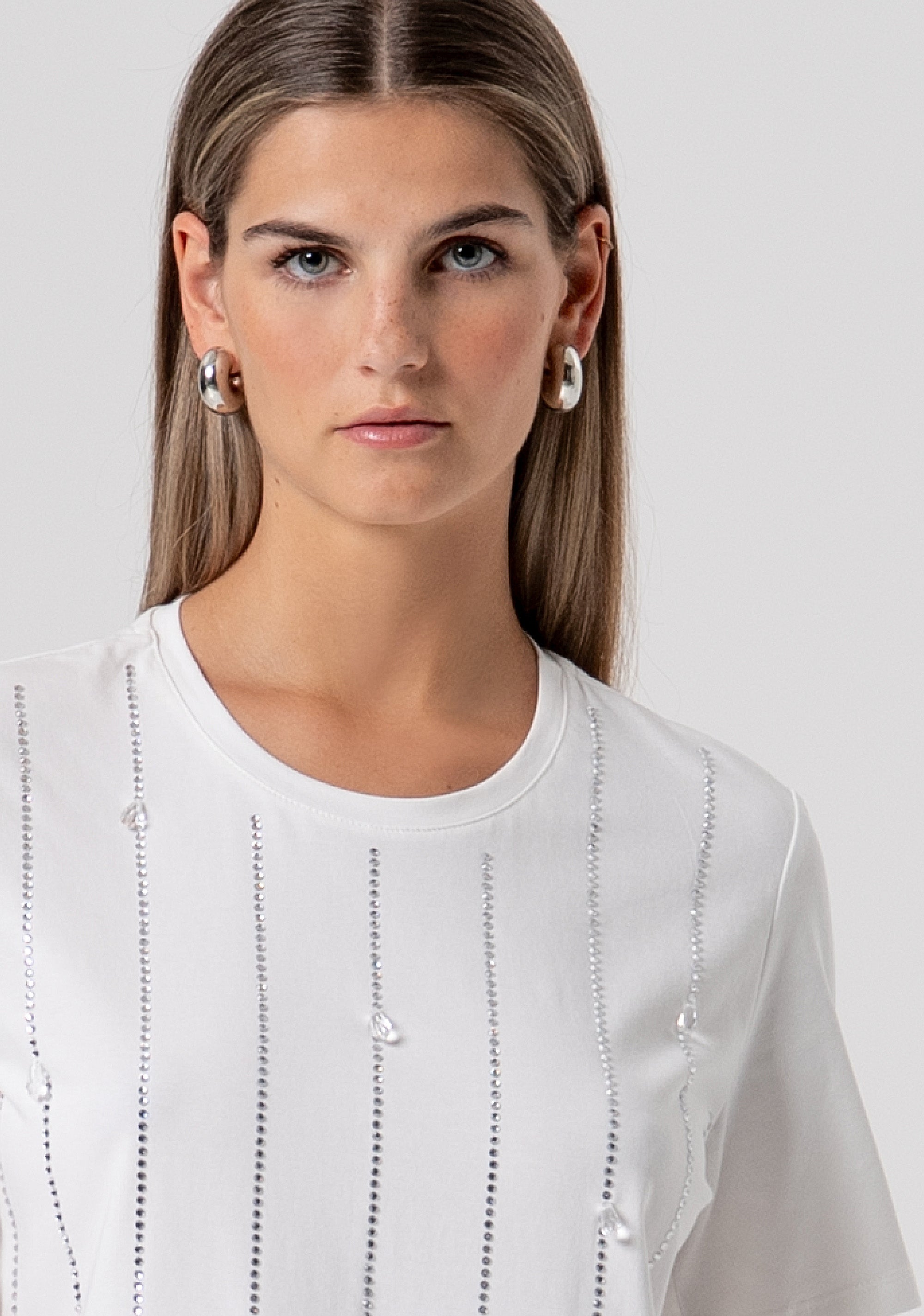 T-shirt regular in jersey con strass