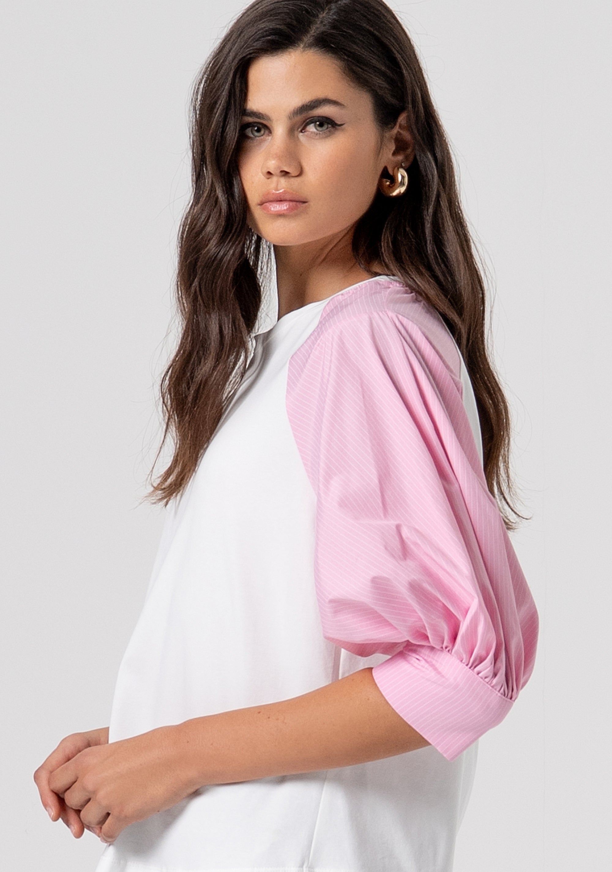 T-shirt regular con maniche a palloncino in popeline FS26ST3009J40101-291 Fracomina