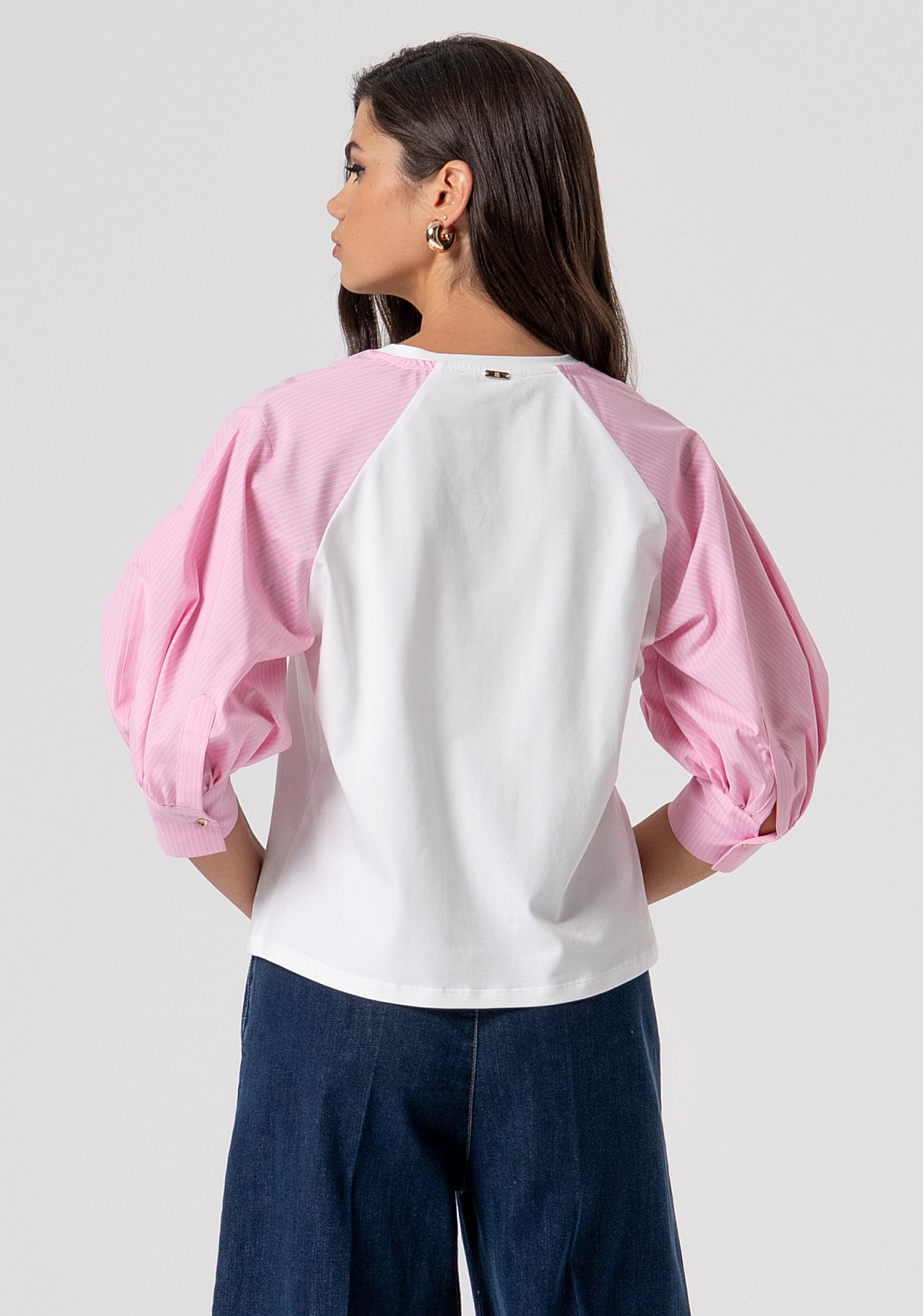 T-shirt regular con maniche a palloncino in popeline FS26ST3009J40101-291 Fracomina