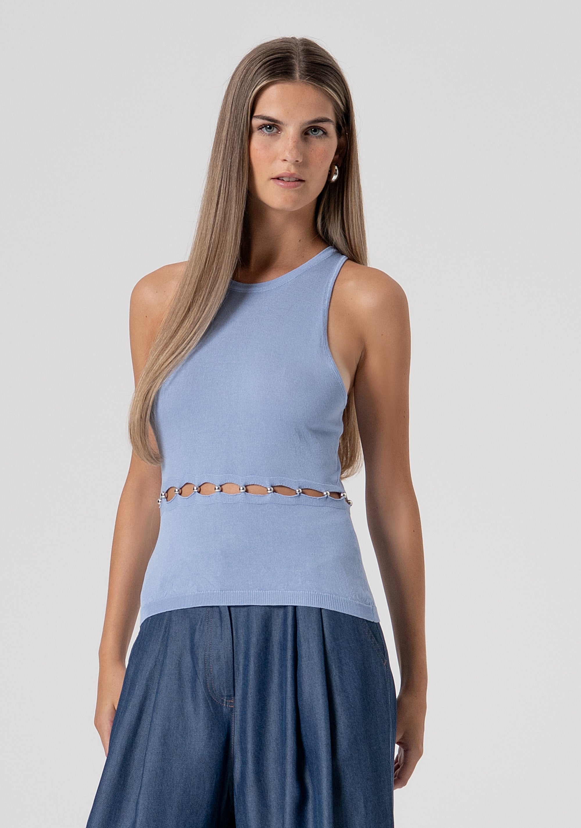 Top senza maniche slim in maglia FS26ST4003K41601-252 Fracomina