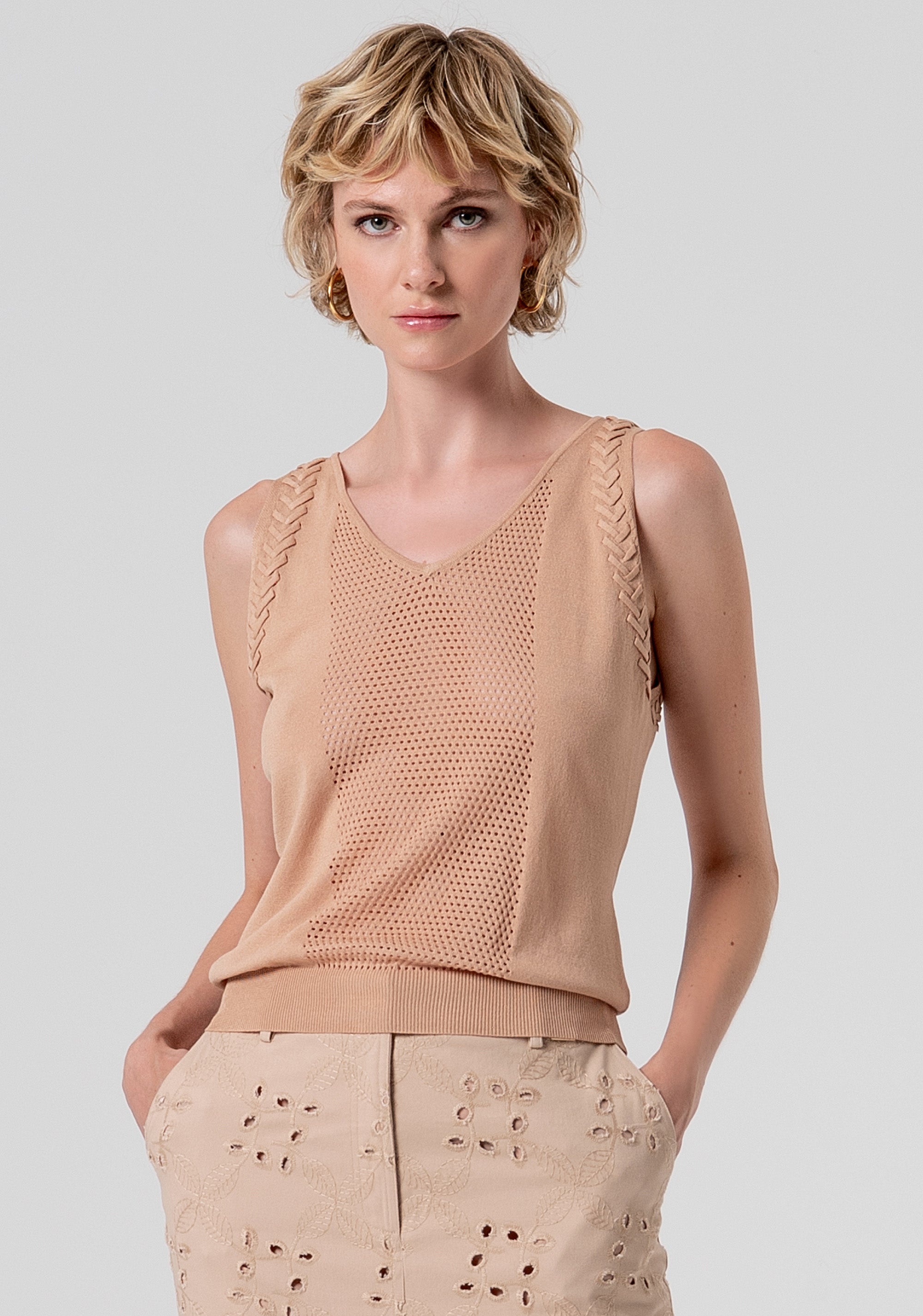 Top senza maniche in maglia FS26ST4005K55601-050 Fracomina