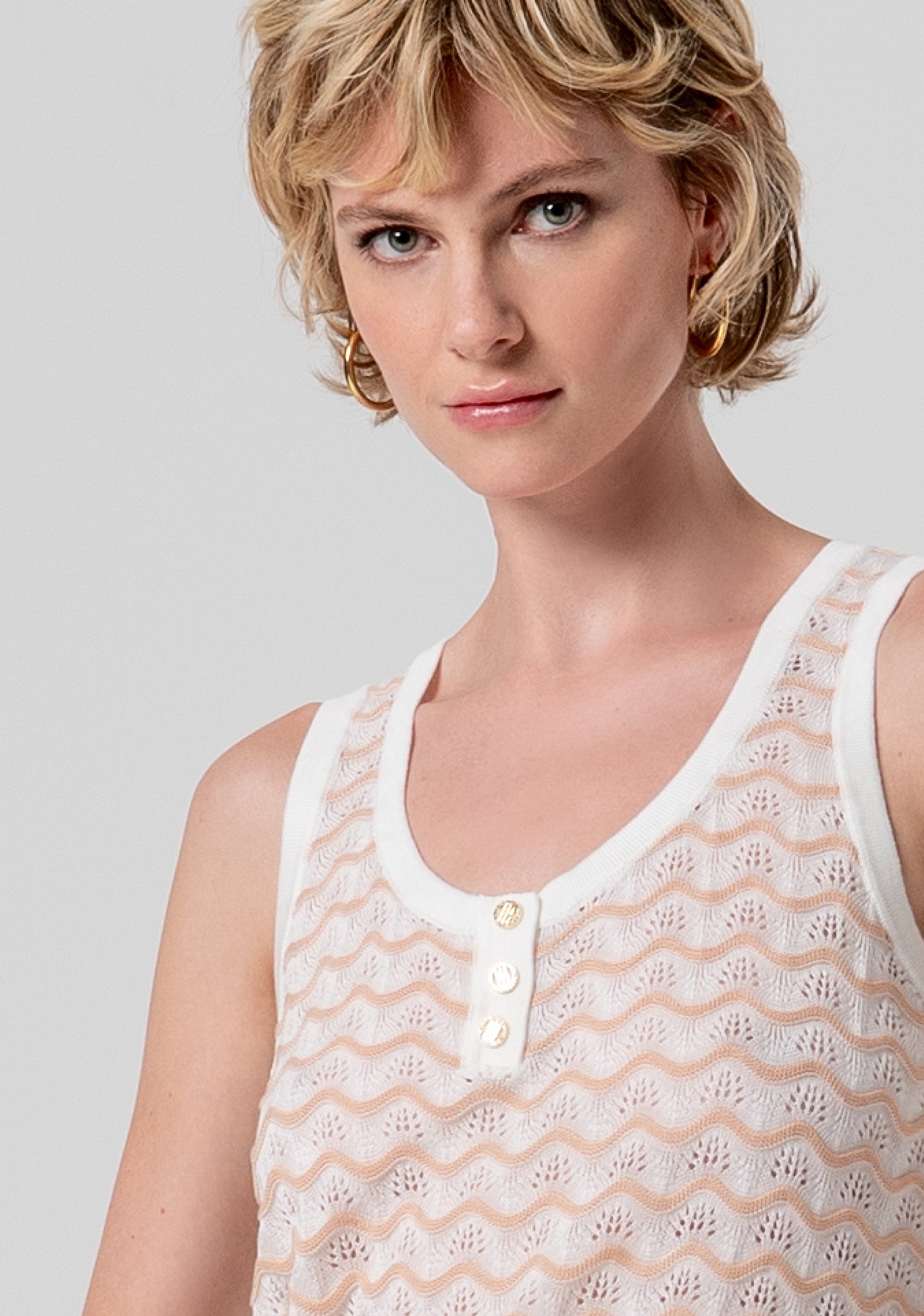 Top senza maniche in maglia con punto traforato FS26ST4008K41501-281 Fracomina