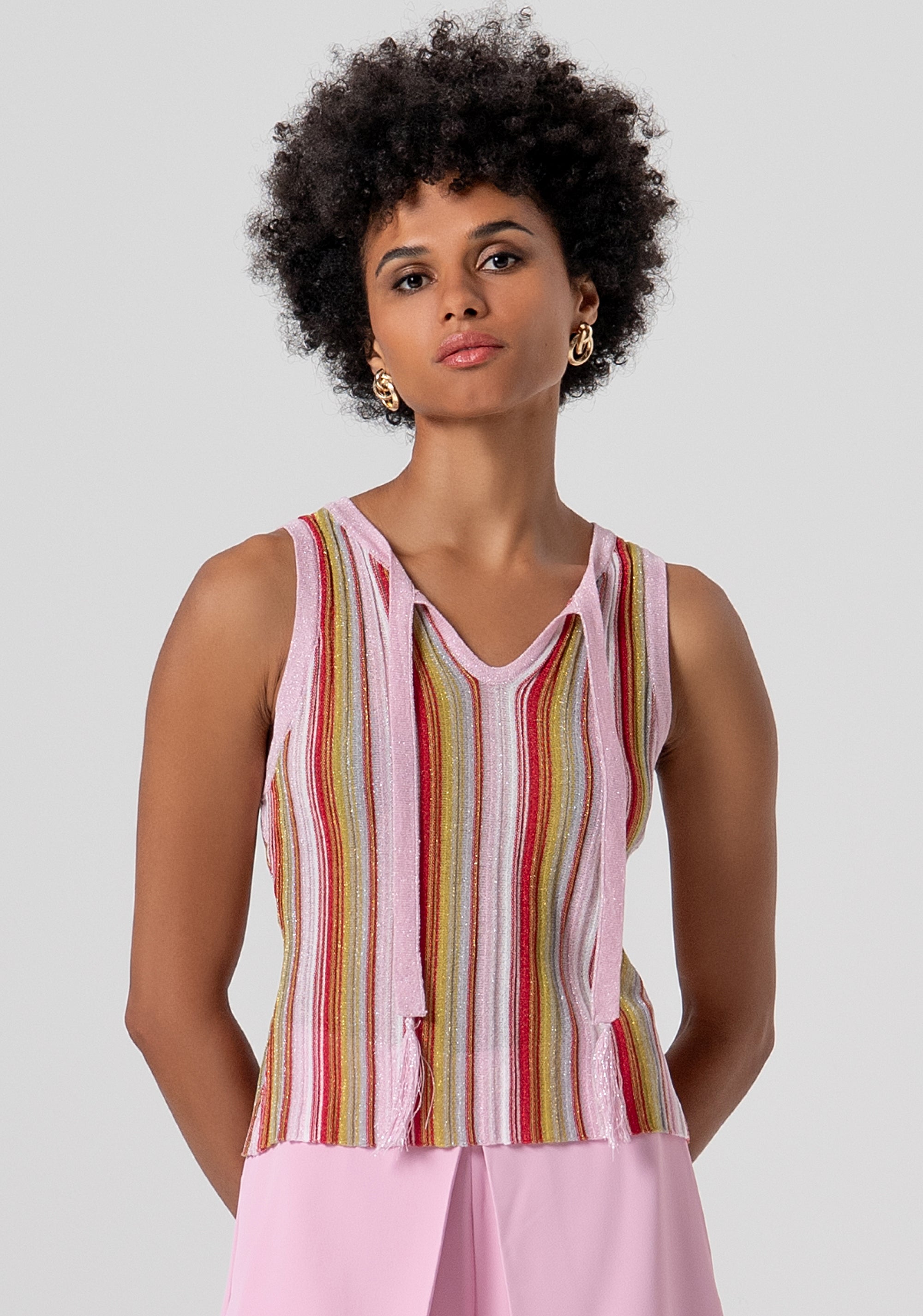 Top senza maniche in maglia con lurex FS26ST4009K432F8-210 Fracomina