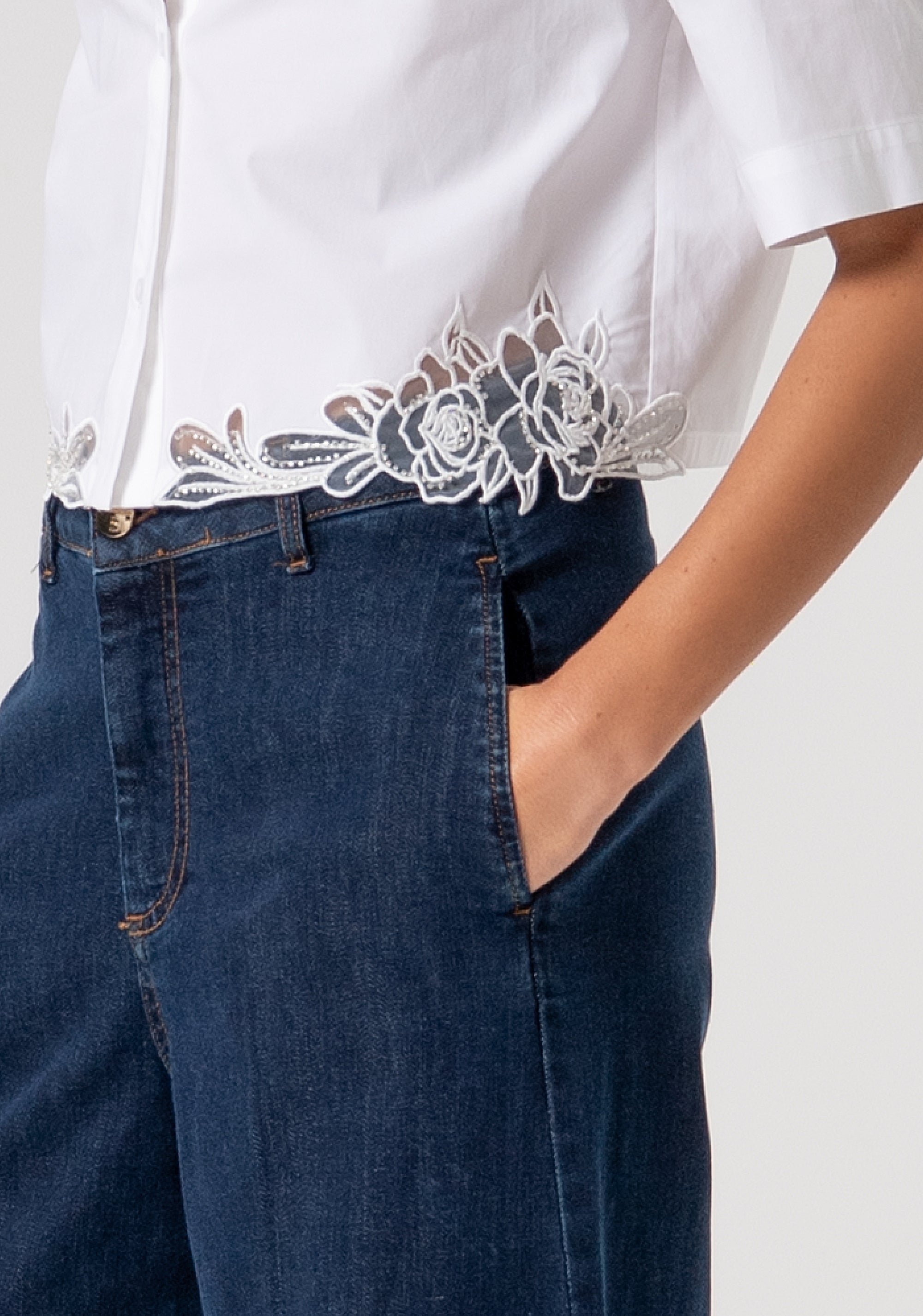 Camicia cropped in popeline FS26ST6002W401E5-278 Fracomina