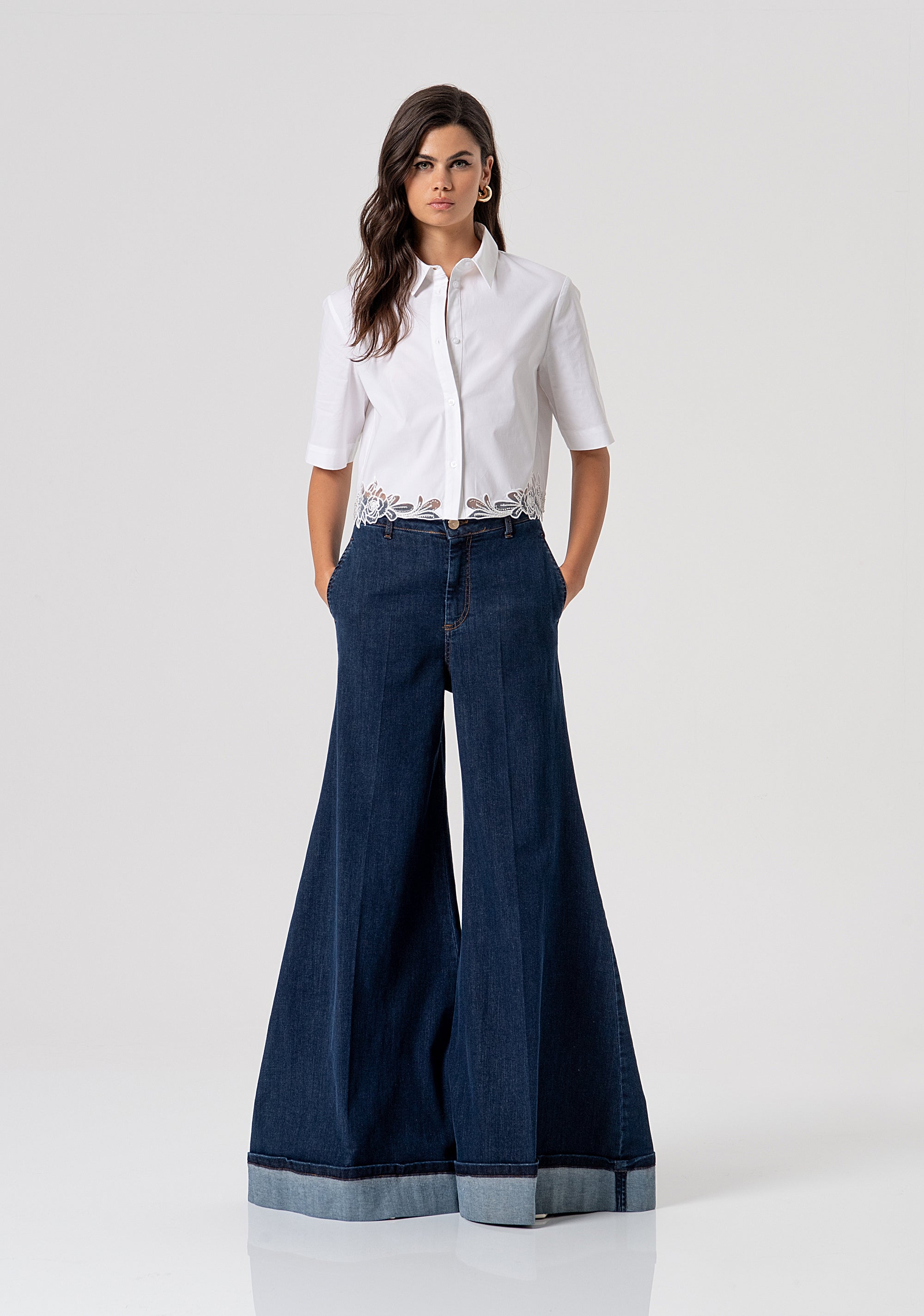 Camicia cropped in popeline FS26ST6002W401E5-278 Fracomina