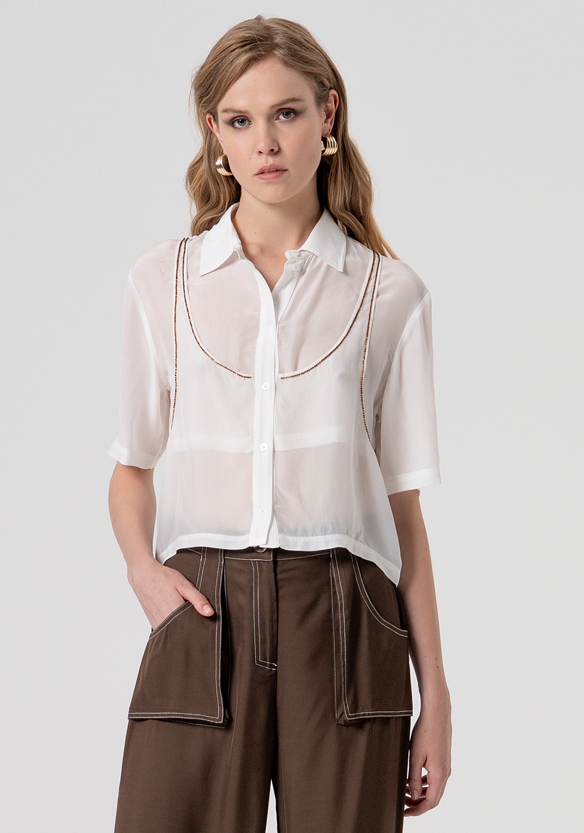 Camicia cropped in viscosa con top senza maniche FS26ST6004W42201-278 Fracomina