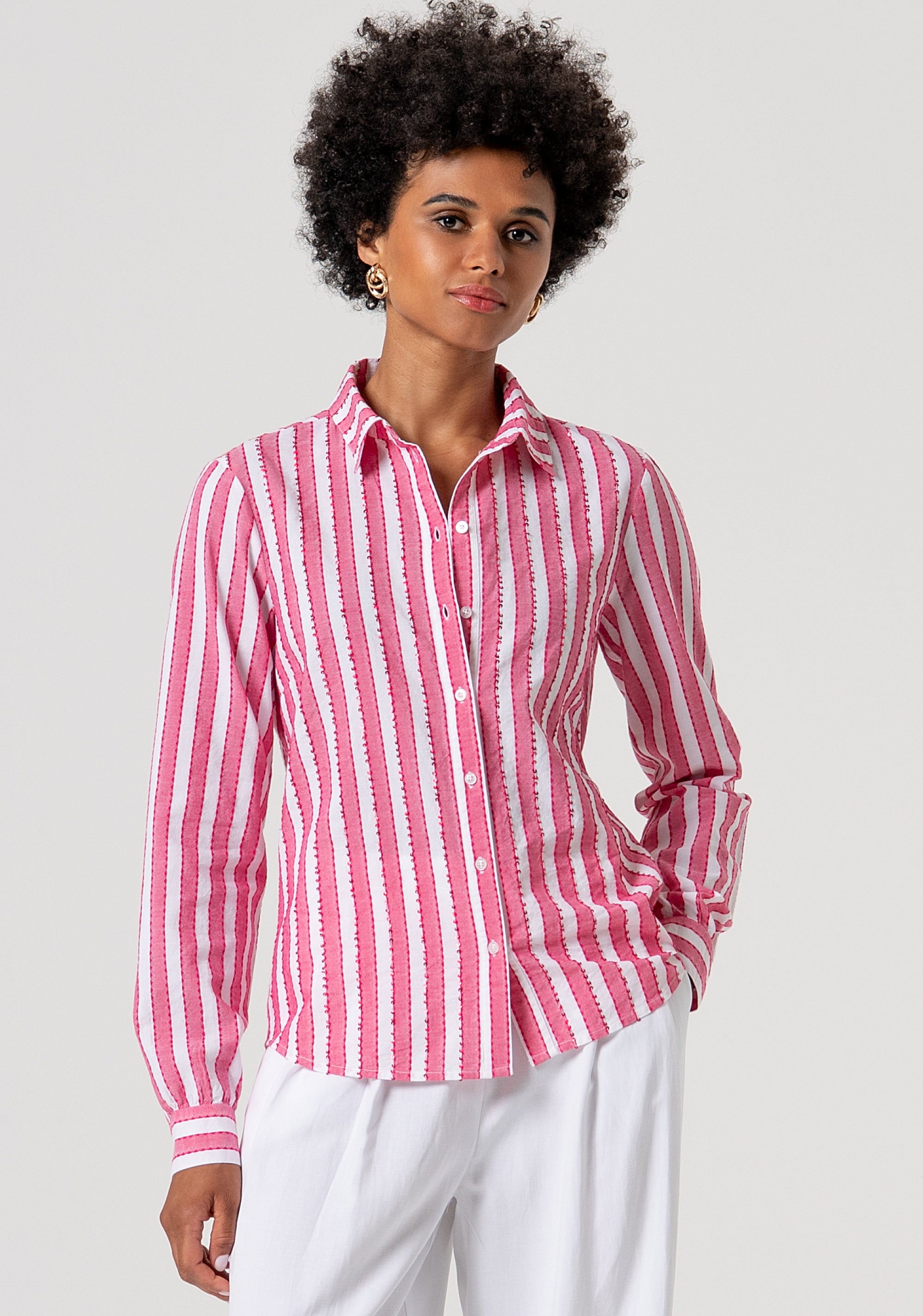 Camicia regular in cotone a righe FS26ST6005W400N8-N10 Fracomina