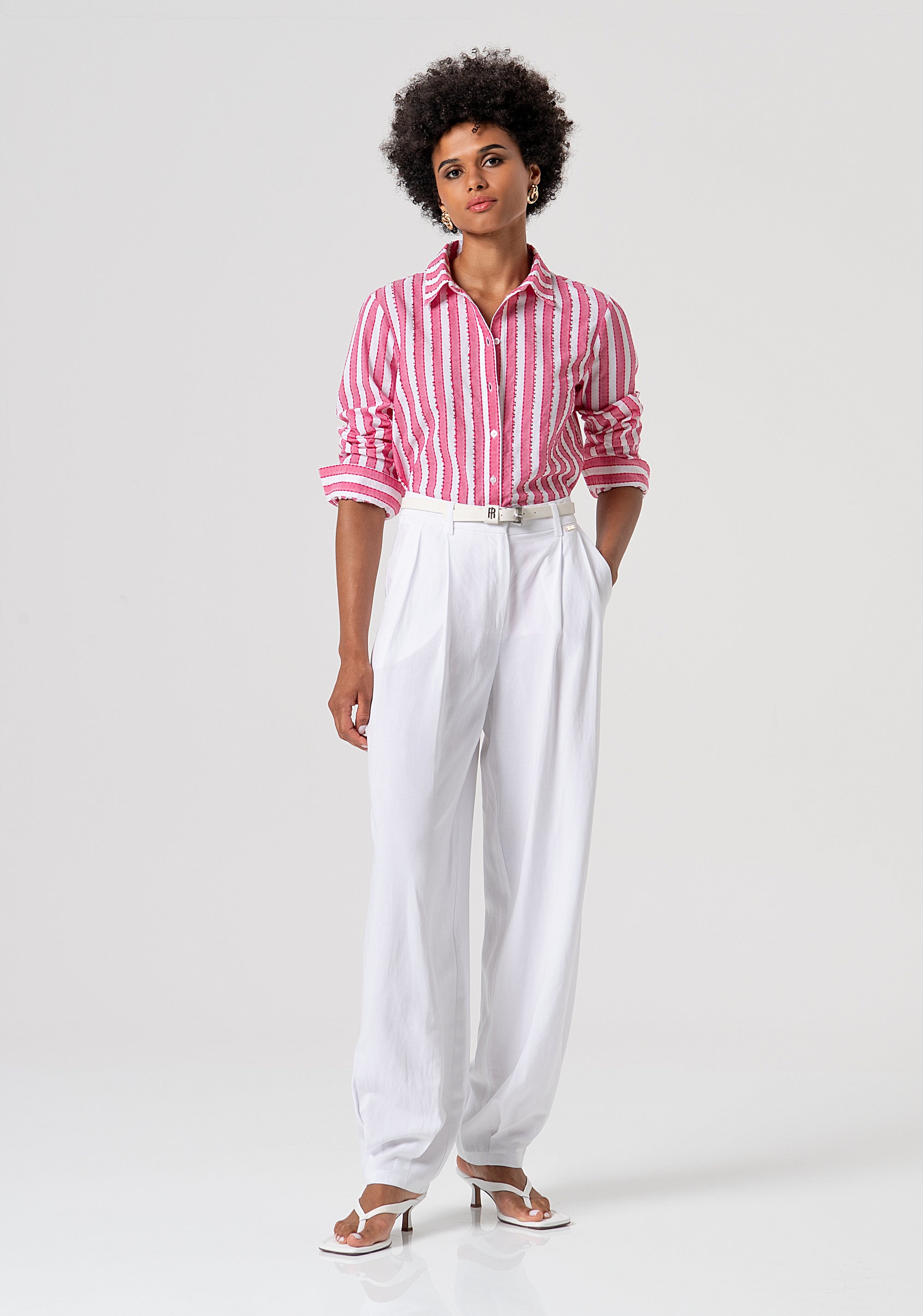 Camicia regular in cotone a righe FS26ST6005W400N8-N10 Fracomina