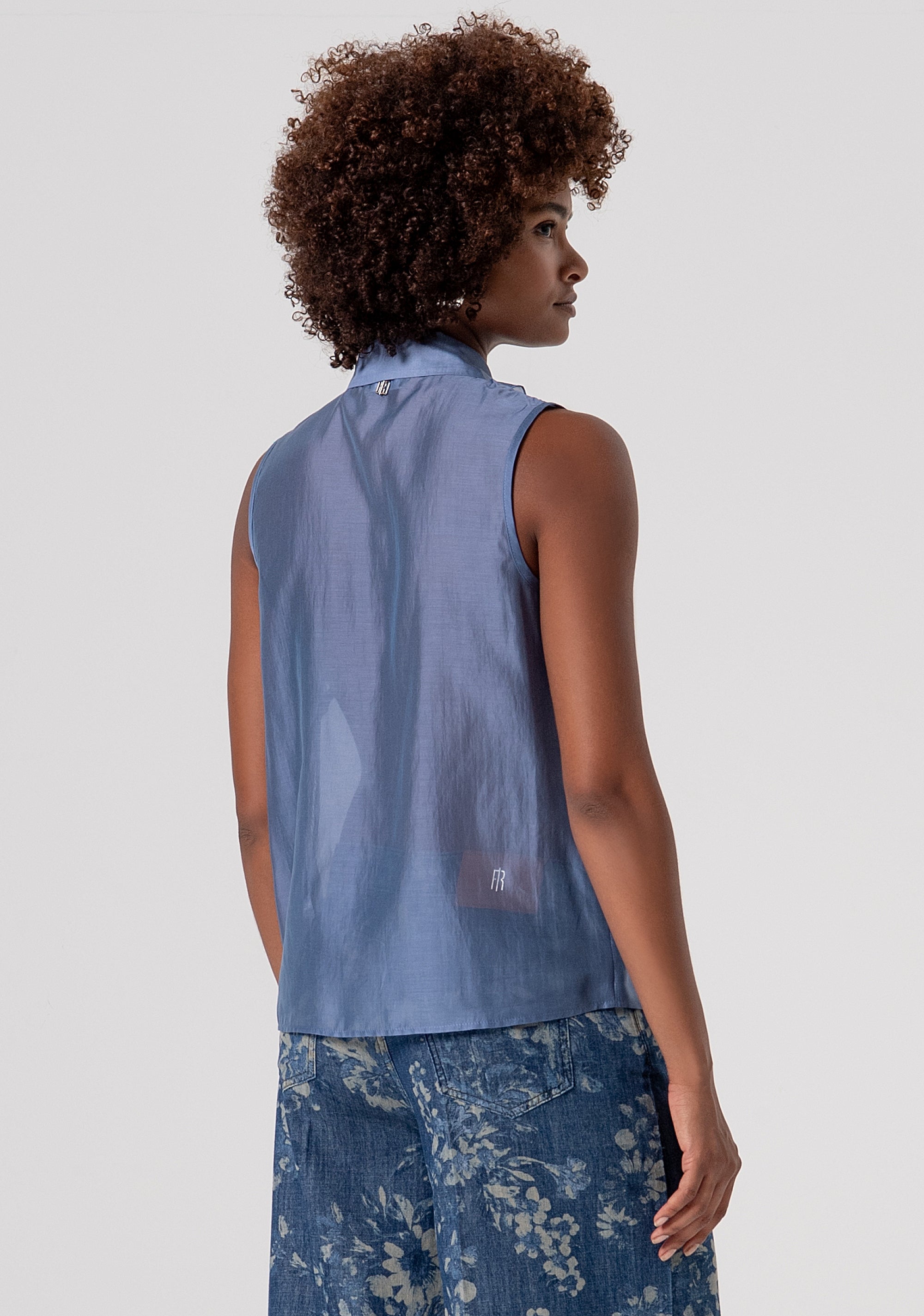 Camicia senza maniche in tencel con gala FS26ST6017W83401-175 Fracomina