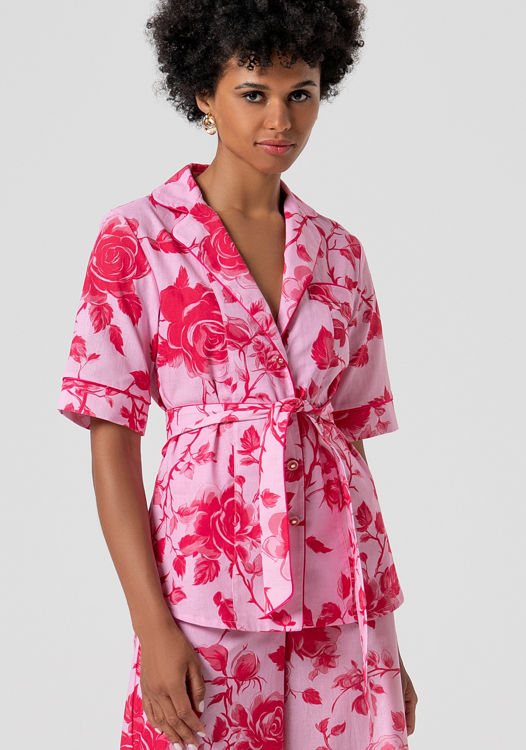 Camicia regular in cotone e lino con fantasia floreale FS26ST6019W622K9-G54 Fracomina