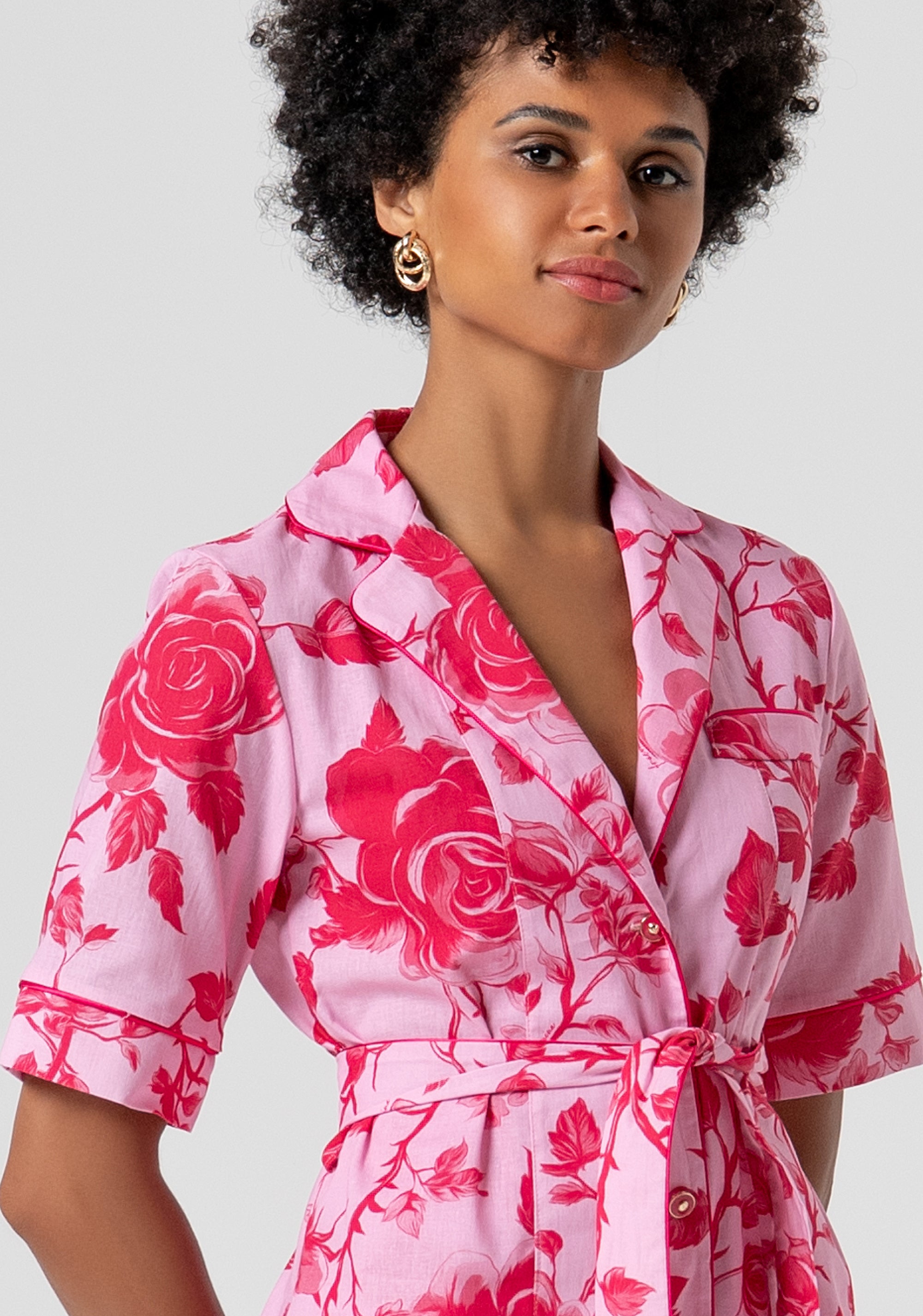 Camicia regular in cotone e lino con fantasia floreale FS26ST6019W622K9-G54 Fracomina