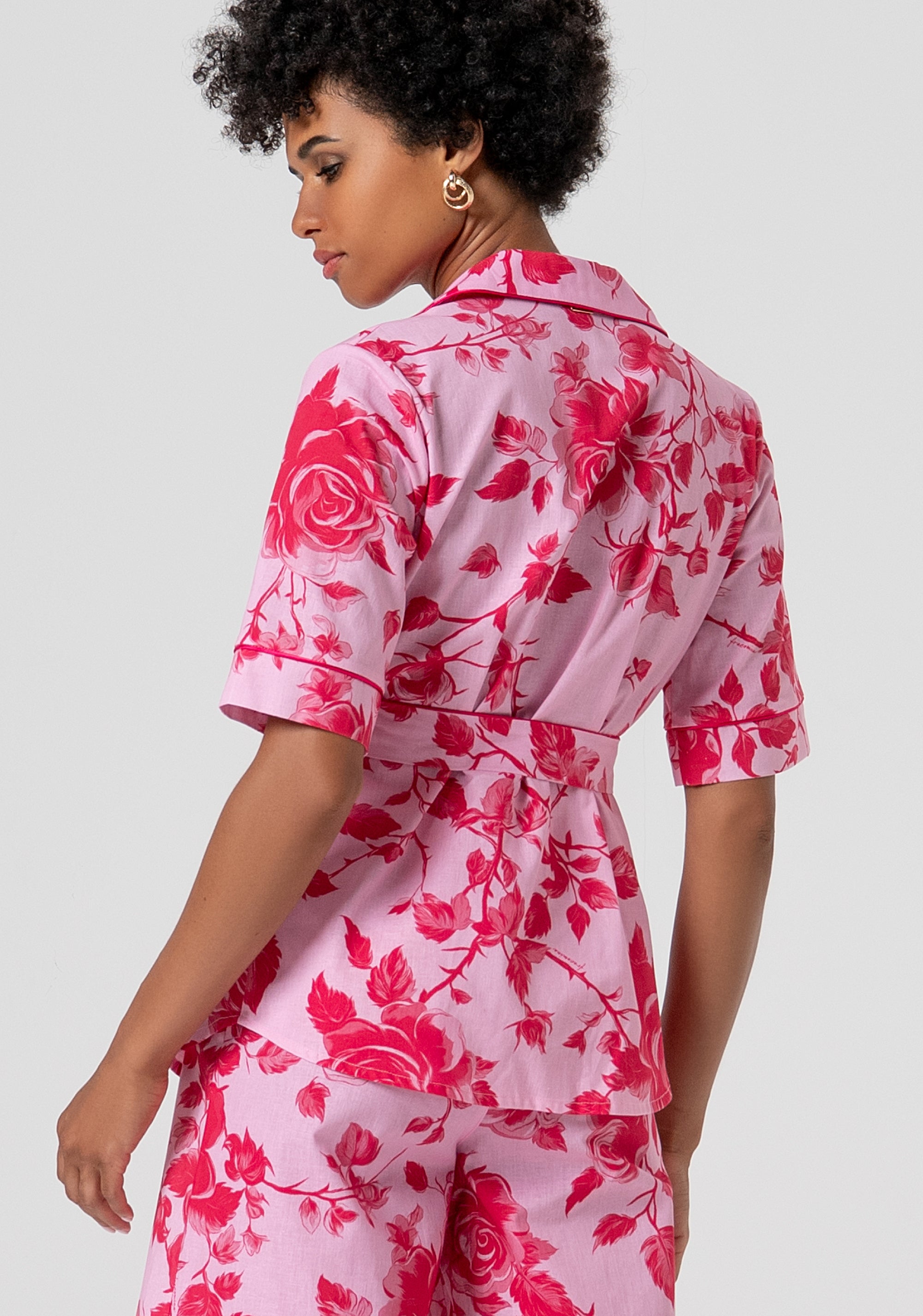 Camicia regular in cotone e lino con fantasia floreale FS26ST6019W622K9-G54 Fracomina