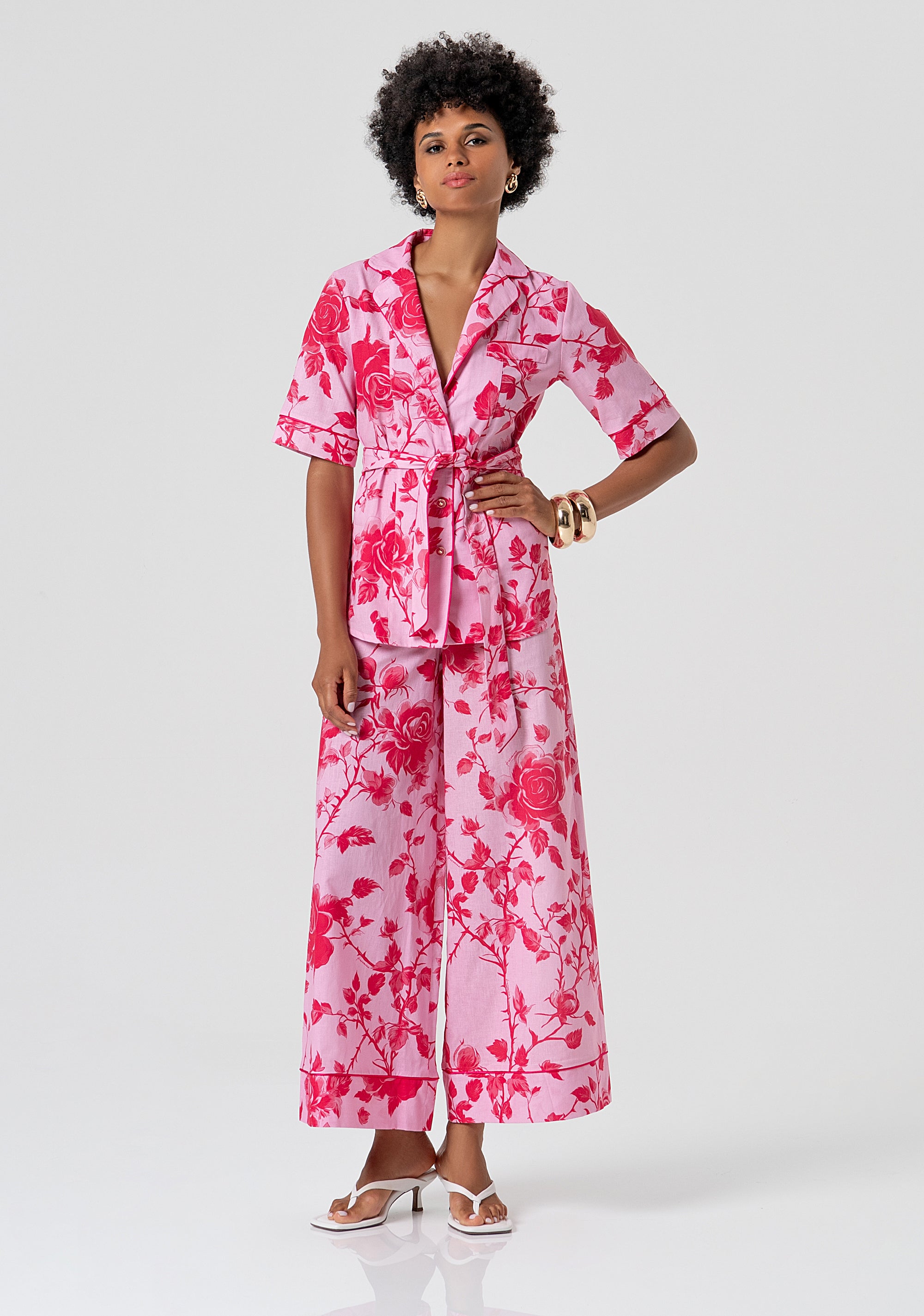 Camicia regular in cotone e lino con fantasia floreale FS26ST6019W622K9-G54 Fracomina