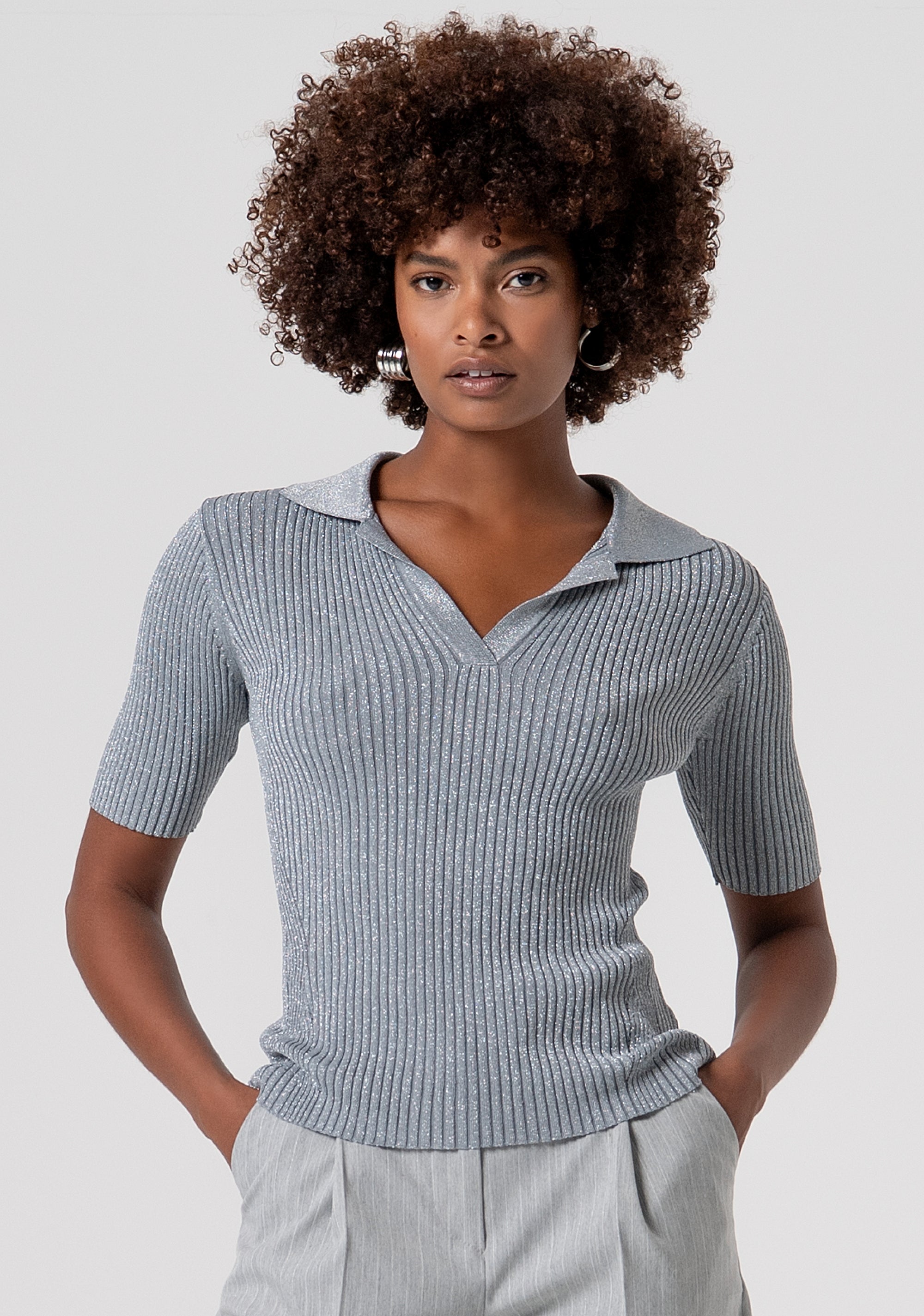 Polo slim in maglia con lurex FS26ST7001K564Q7-156 Fracomina