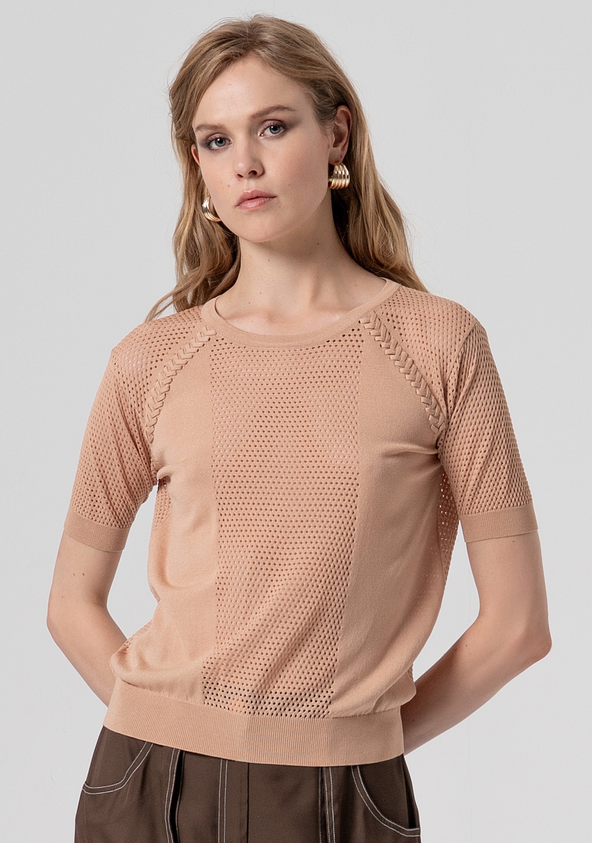 Maglia regular con punto rete FS26ST7003K55601-050 Fracomina