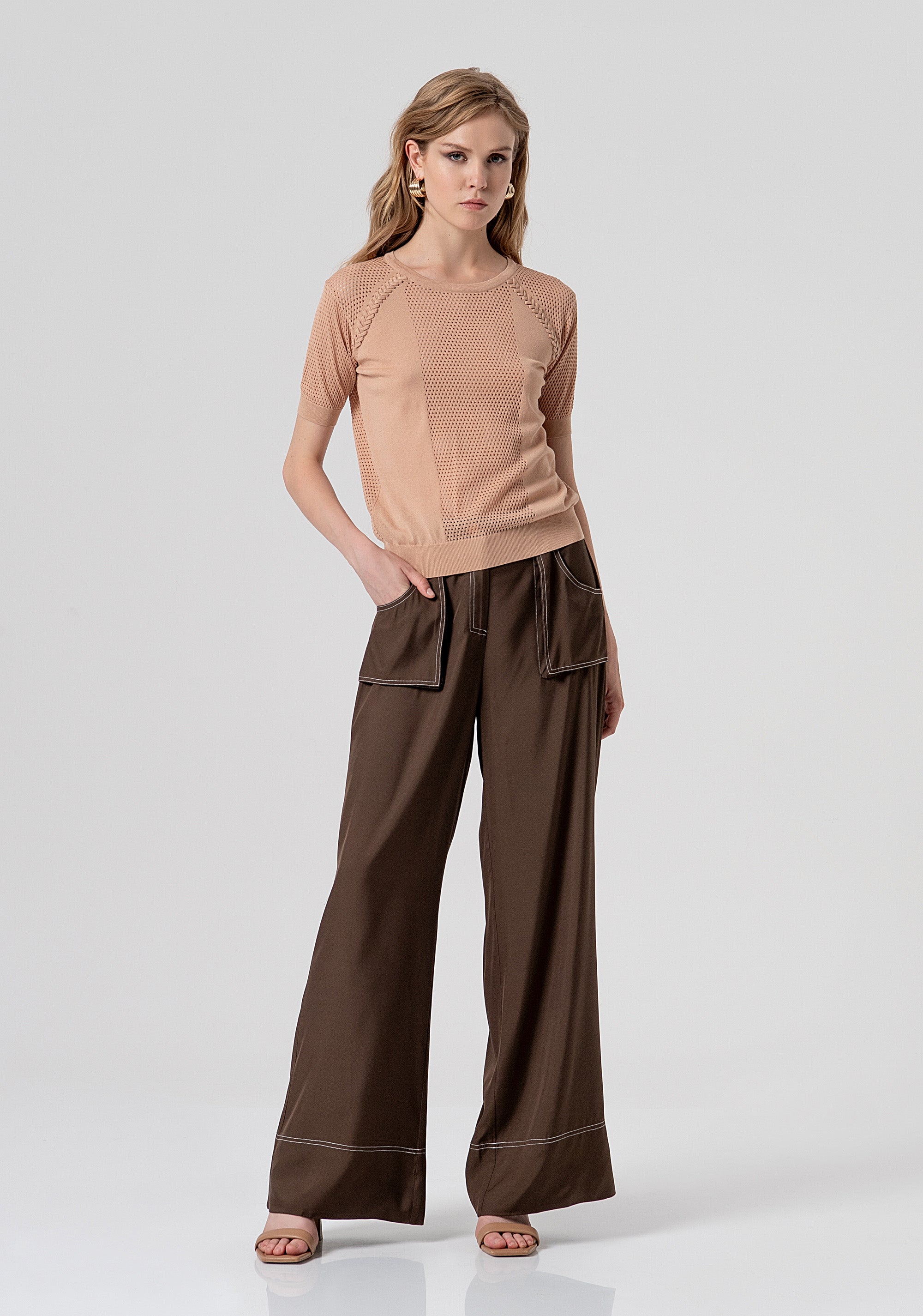 Maglia regular con punto rete FS26ST7003K55601-050 Fracomina