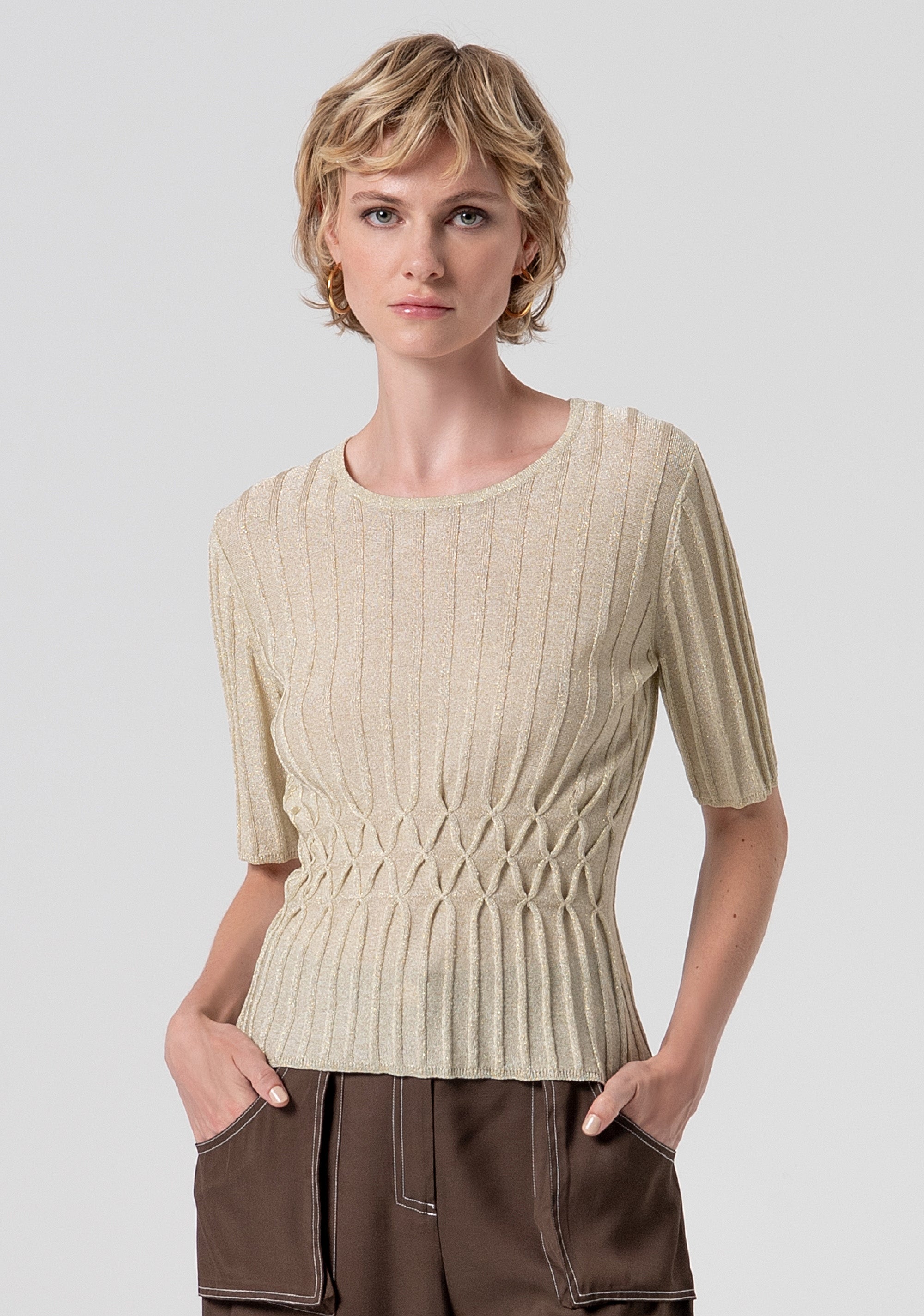 Maglia slim a costine con lurex FS26ST7004K414Q7-150 Fracomina